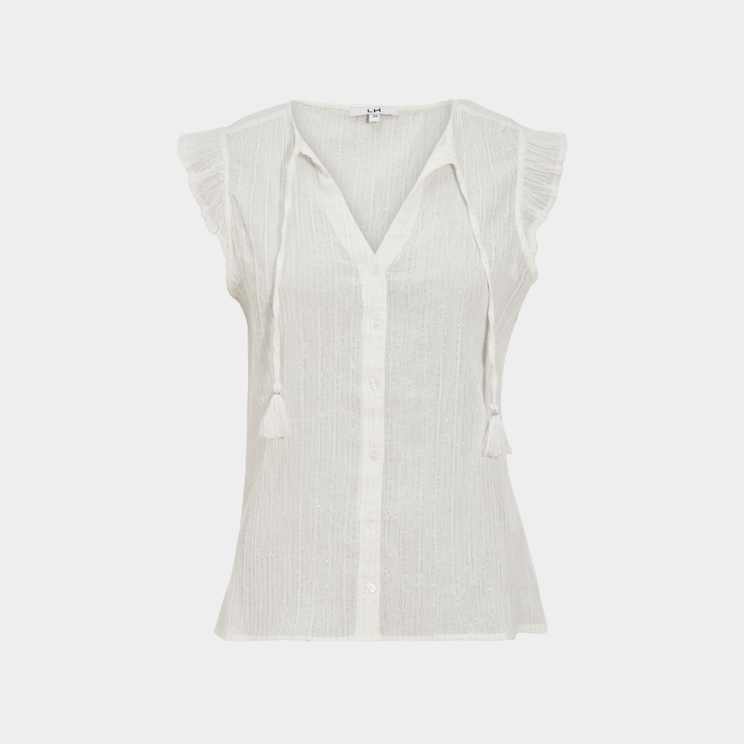 chemise sans manches avec cordons blanc femme Chemise sans manches avec cordons blanc femme