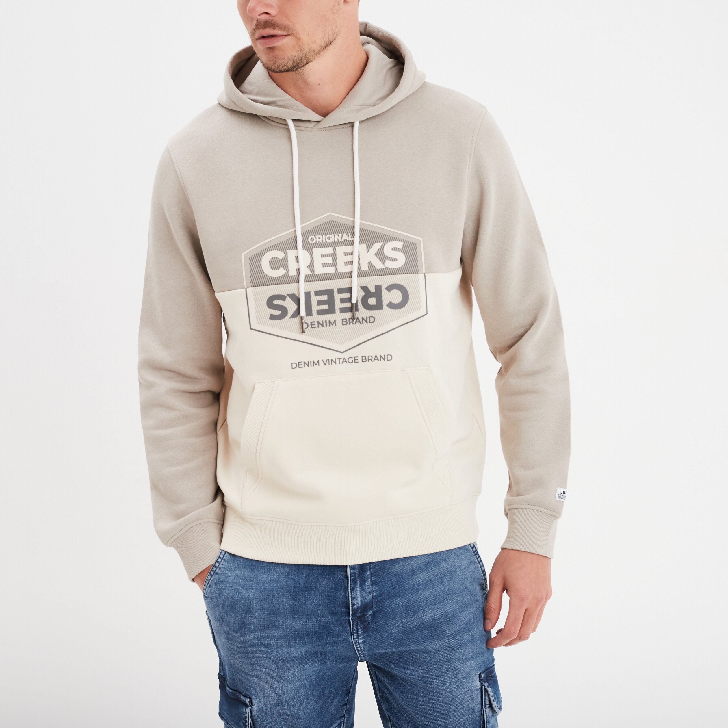 sweat a capuche hoodie creeks gris clair homme Sweat à capuche hoodie Creeks gris clair homme