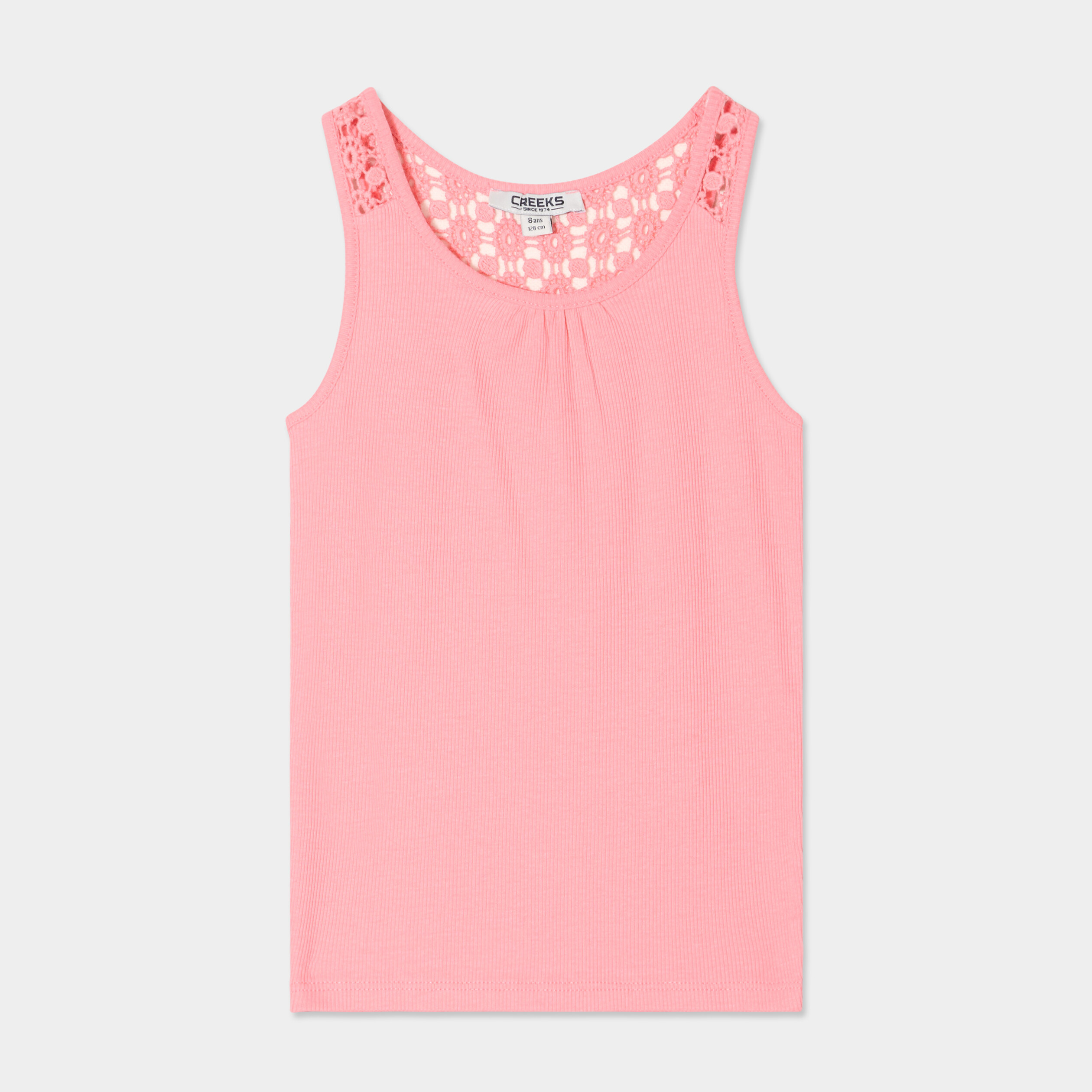 debardeur cotele dos macrame creeks rose fille Débardeur côtelé dos macramé Creeks rose fille