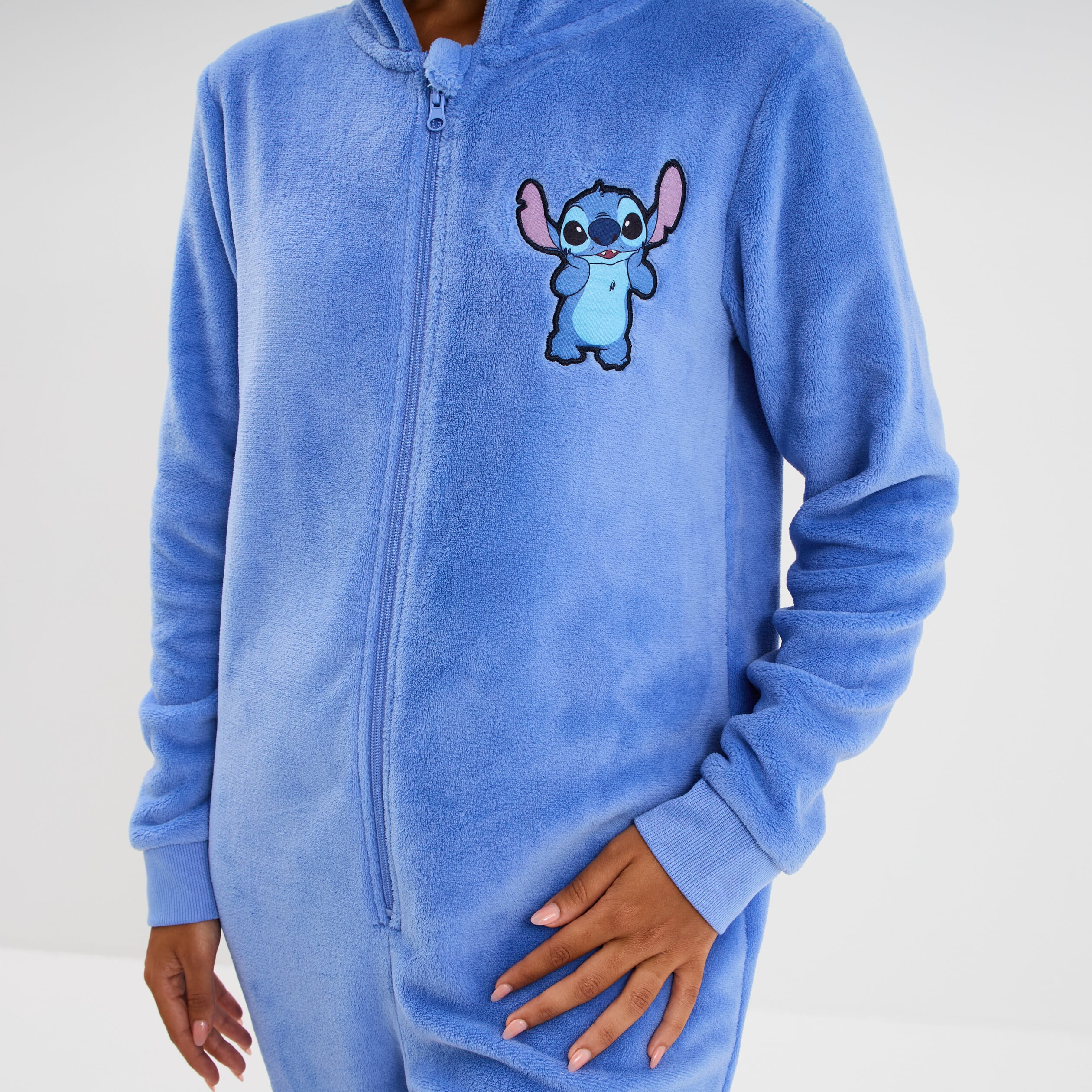 Combinaison pyjama effet velours Stitch bleu femme
