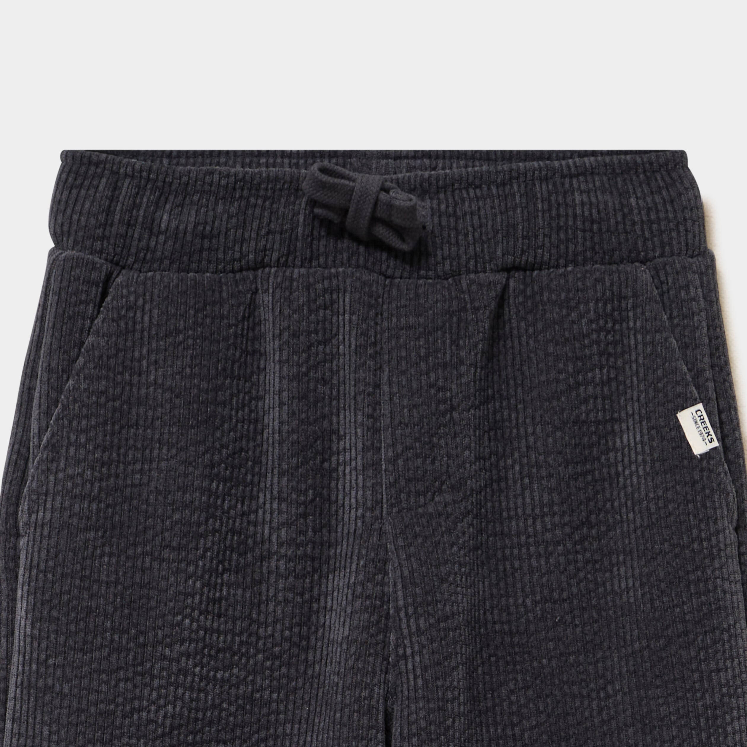Pantalon relax effet velours c&ocirc;tel&eacute; gris fonc&eacute; gar&ccedil;on