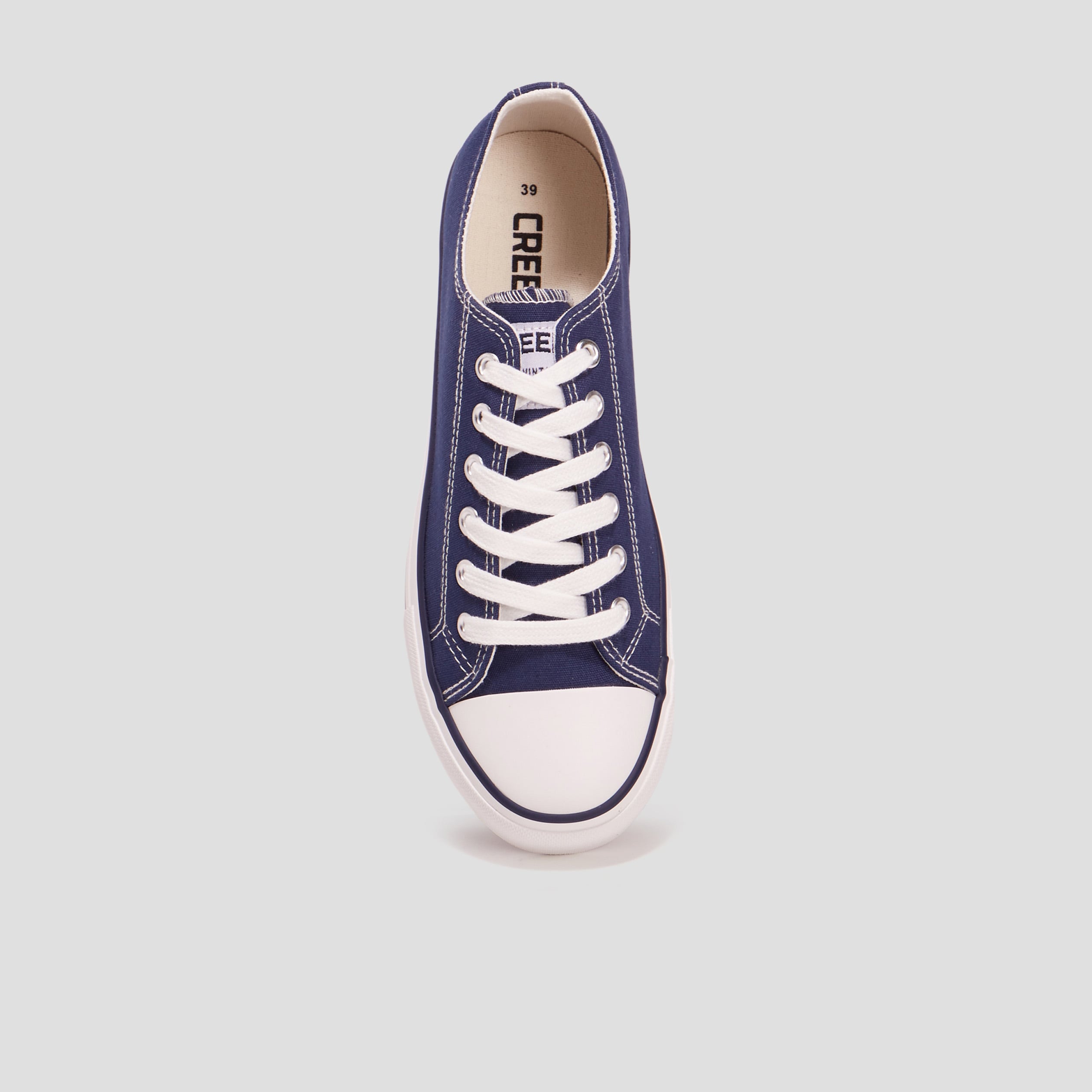 Tennis en toile &agrave; lacets bleu marine femme