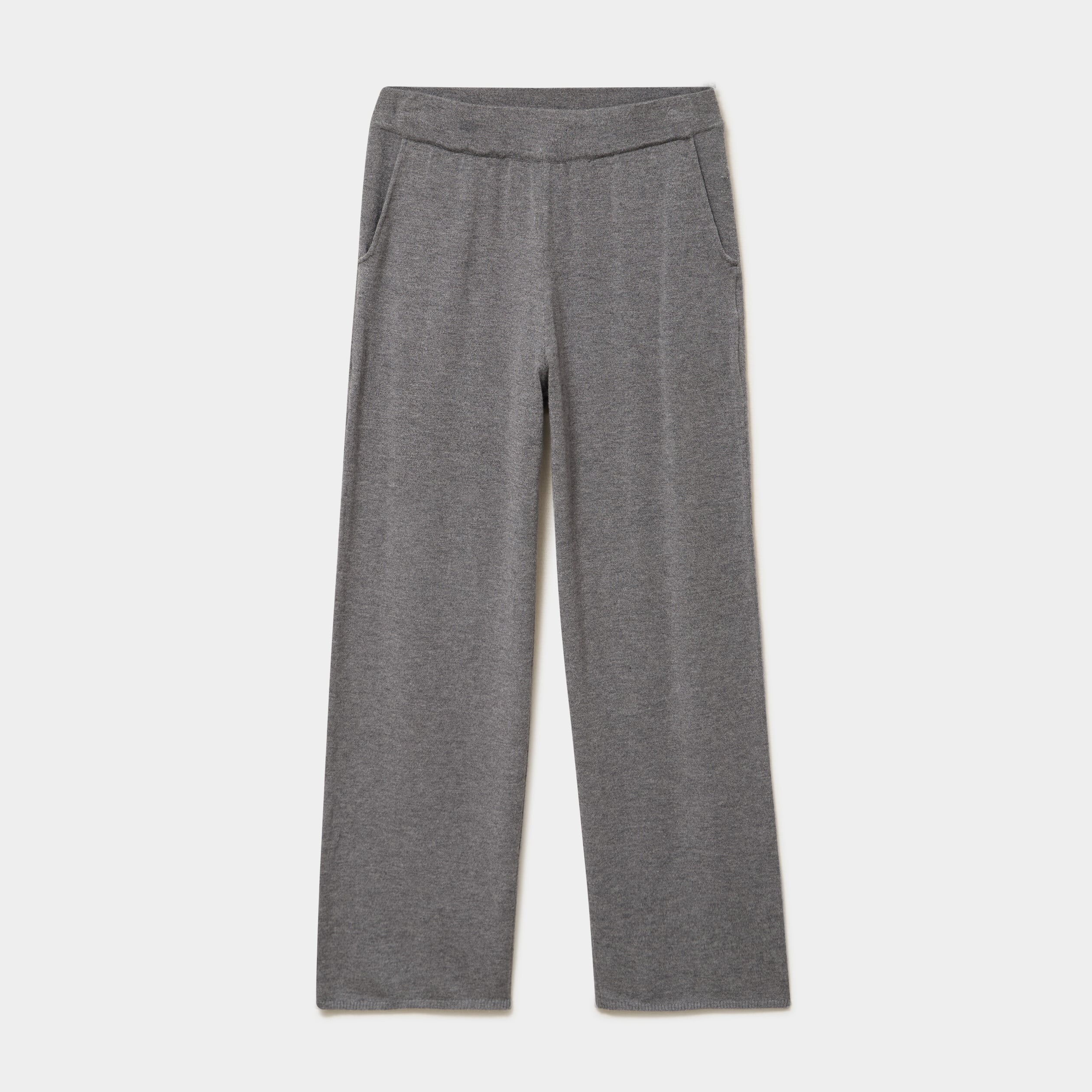 Pantalon de pyjama large en maille gris fonc&eacute; femme