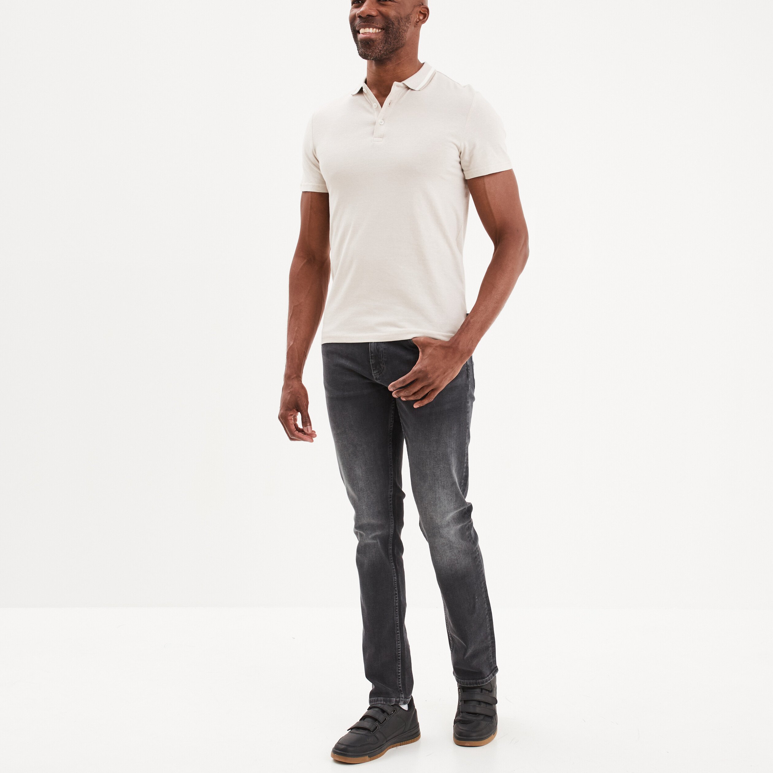 Polo gris clair best sale