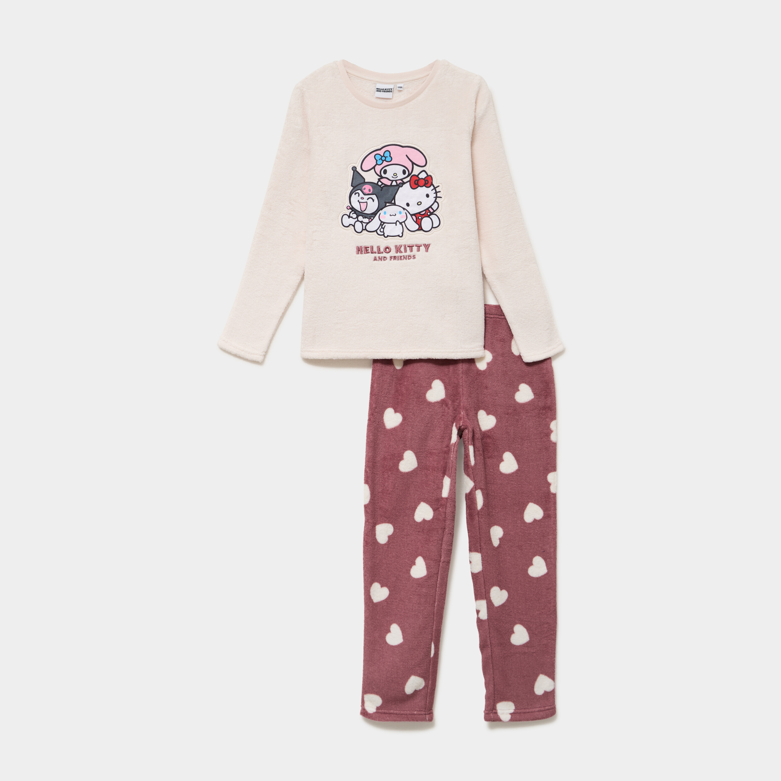Ensemble pyjama velours Hello Kitty creme fille
