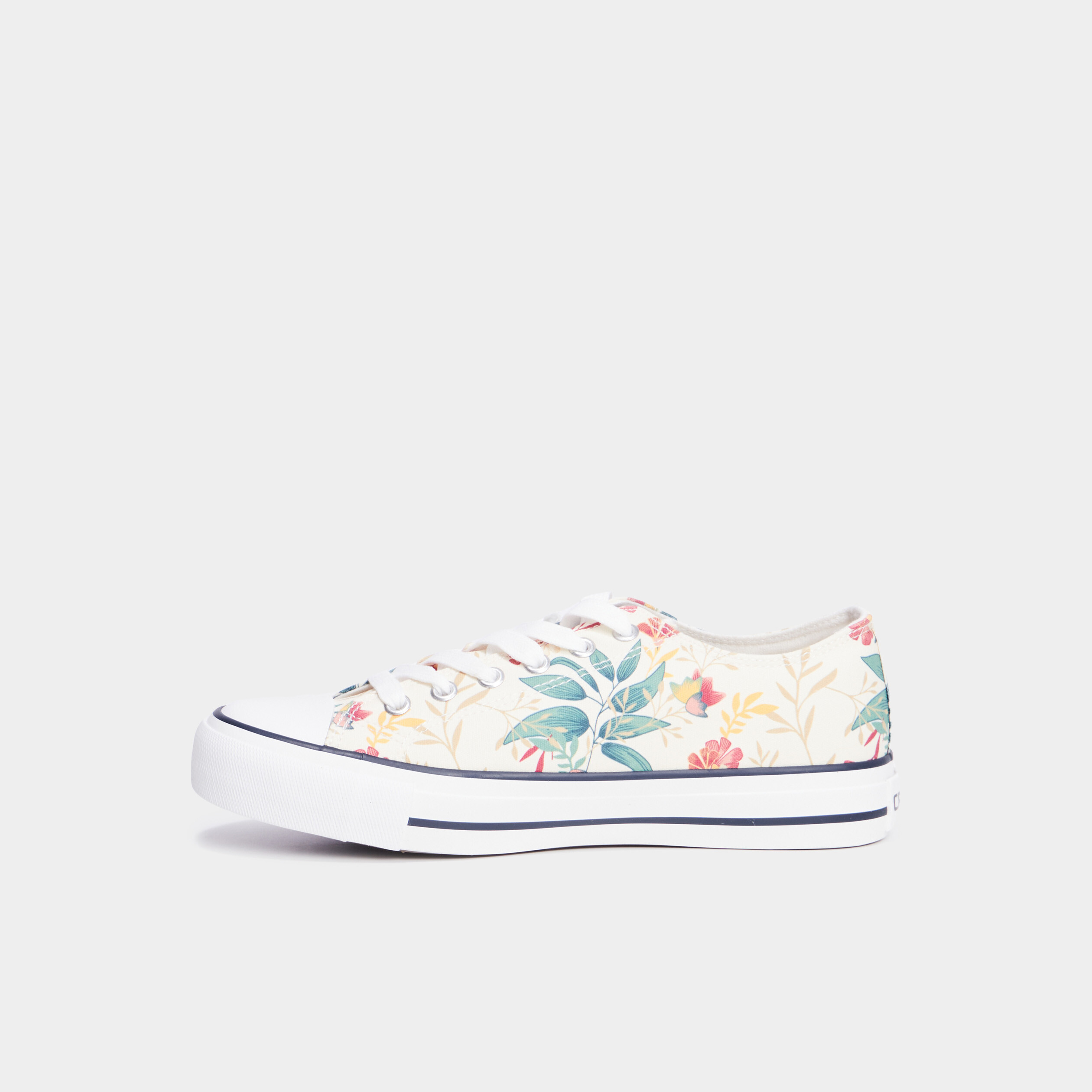 Tennis basses en toile &agrave; lacets multicolore femme