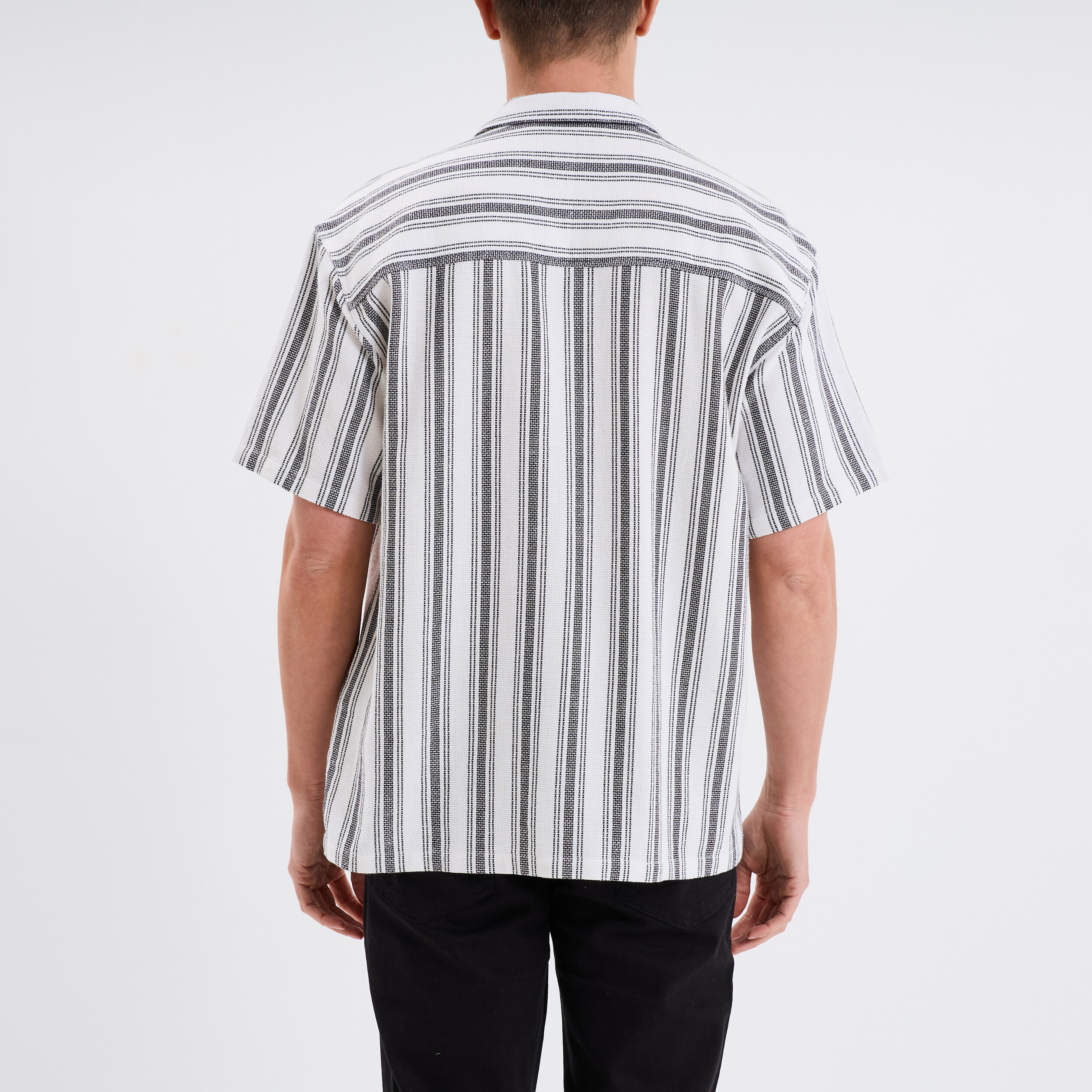 Chemise col cubain manches courtes coton blanc homme