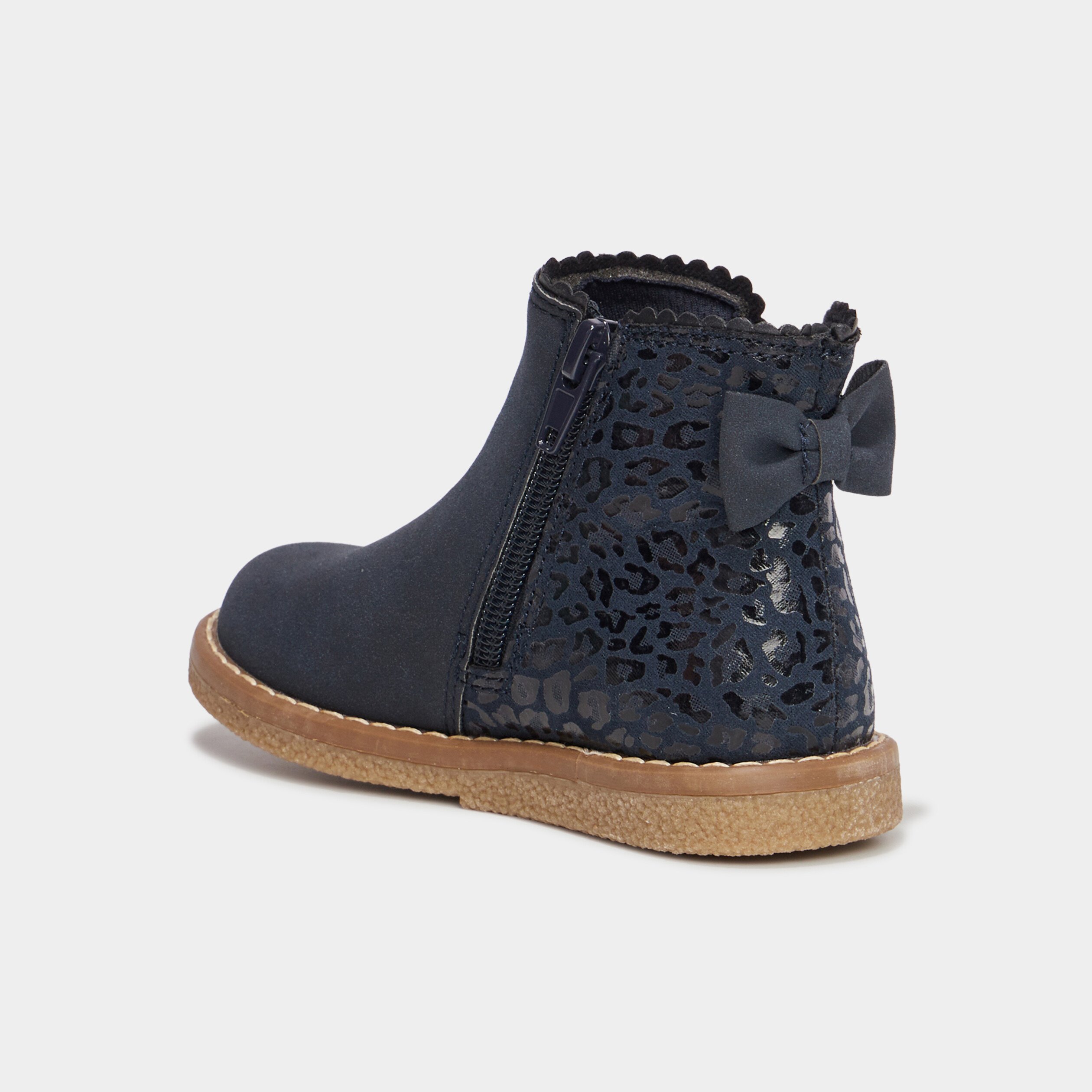 Bottines métallisées avec noeuds bleu marine fille