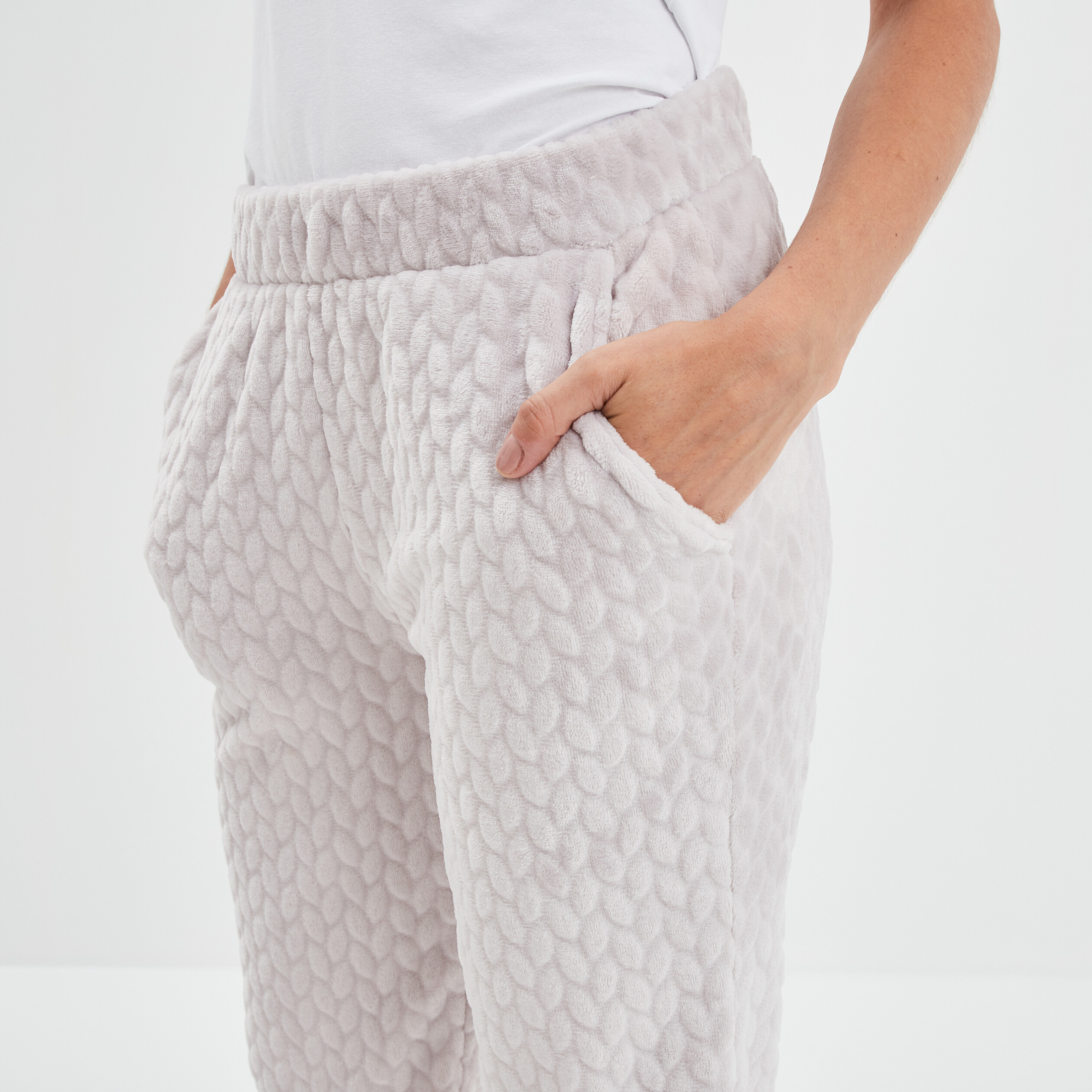 Pantalon de pyjama aspect matelassé rose pastel femme