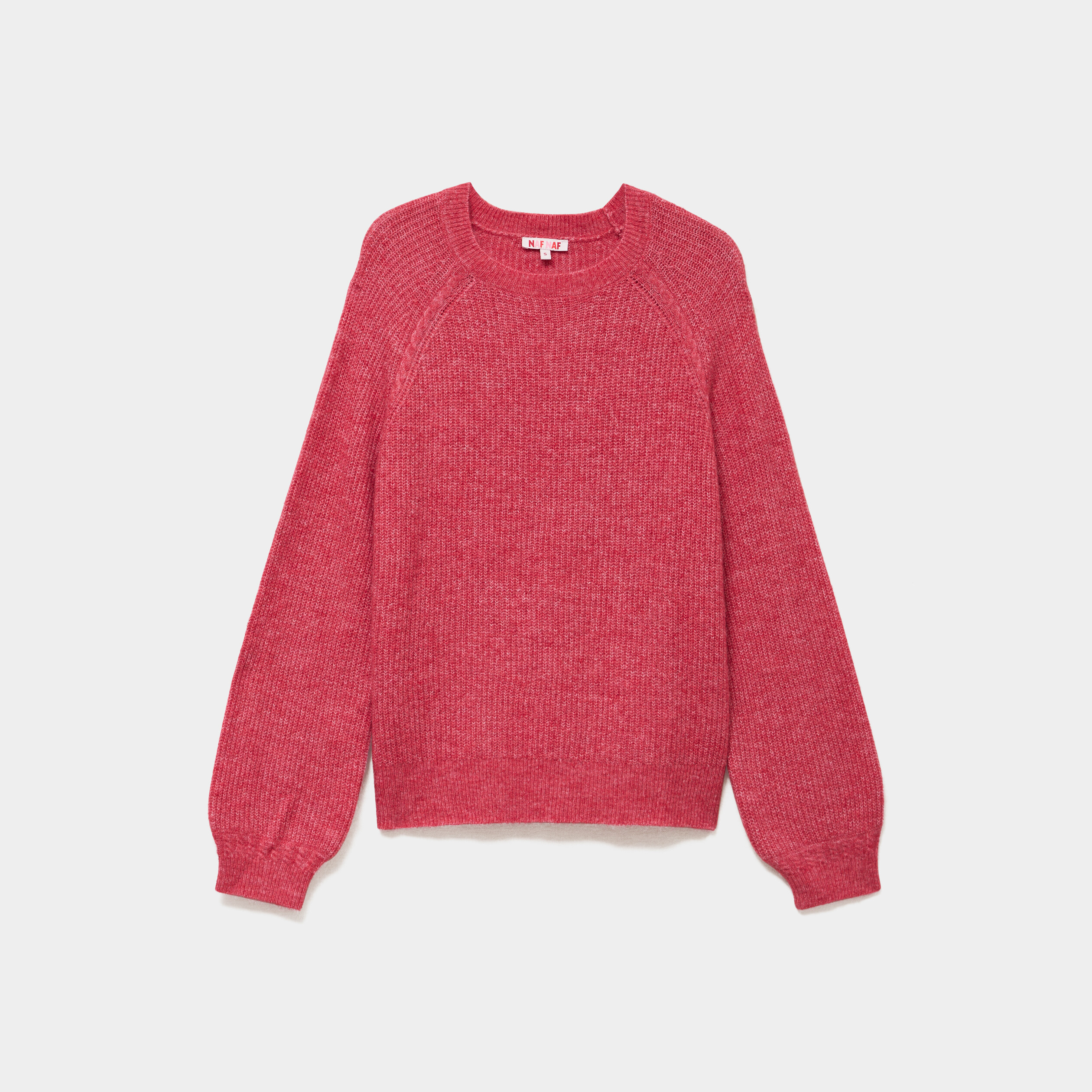 Pull col rond manches longues rose cerise femme