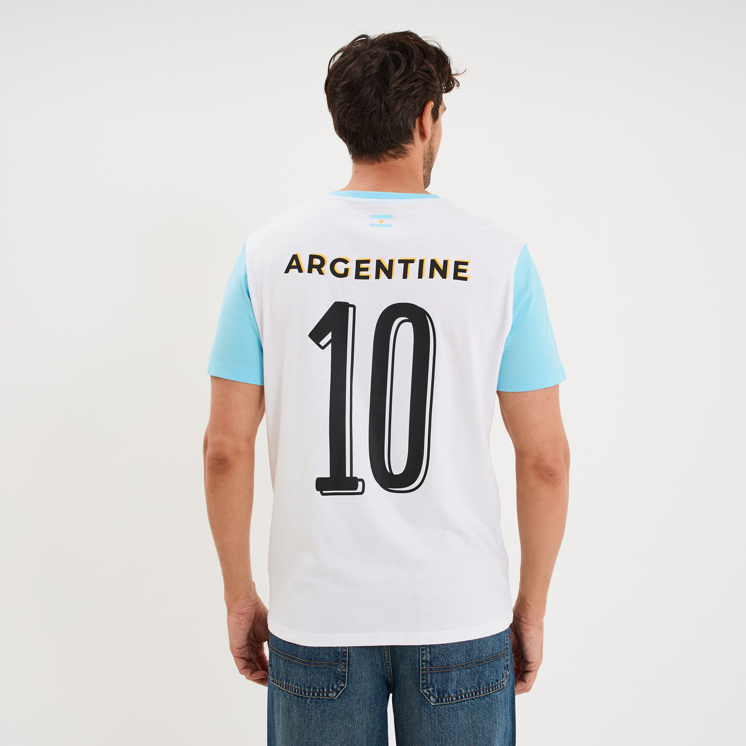 T-shirt maillot de football Argentine blanc mixte