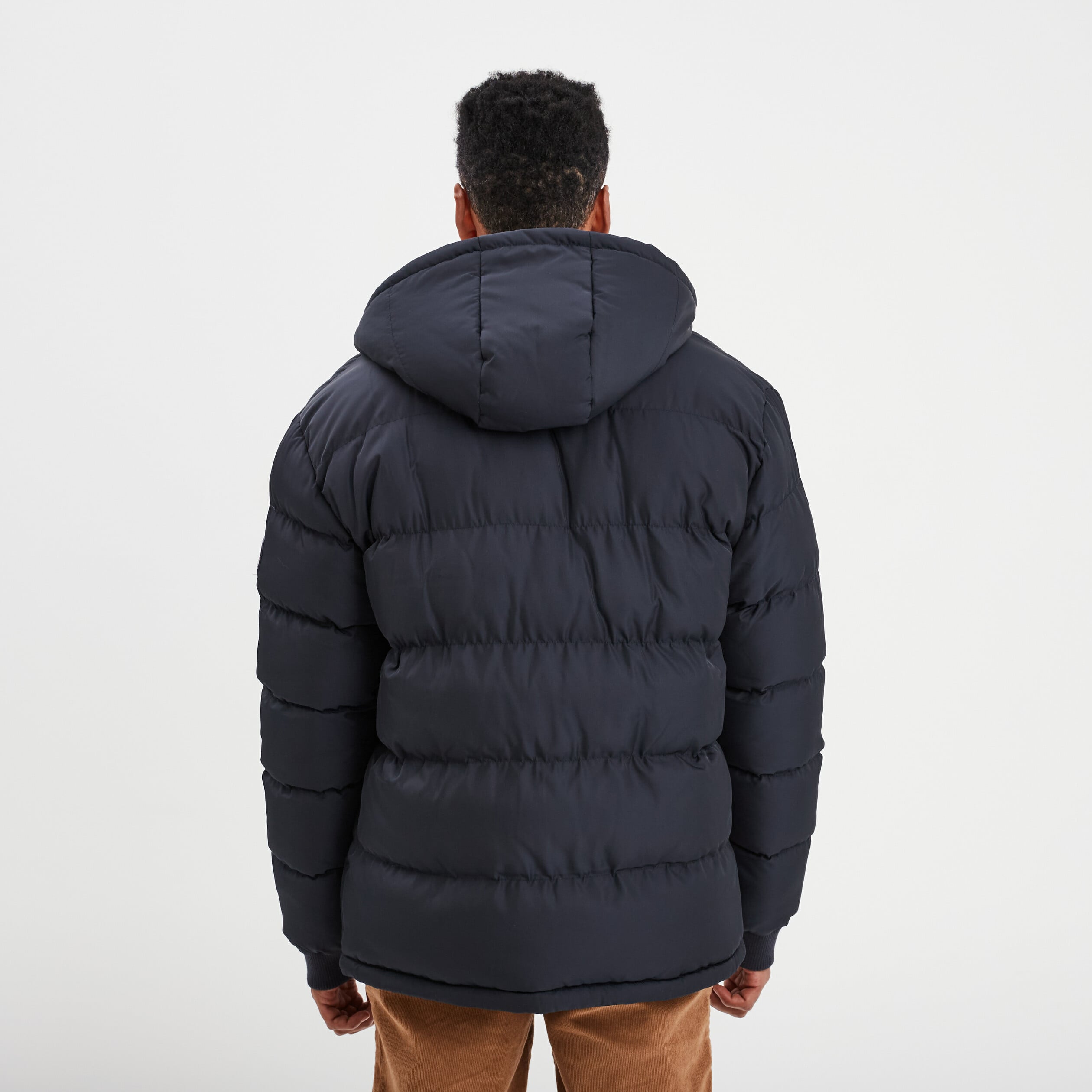 Doudoune doubl&eacute;e &agrave; capuche bleu fonc&eacute; homme