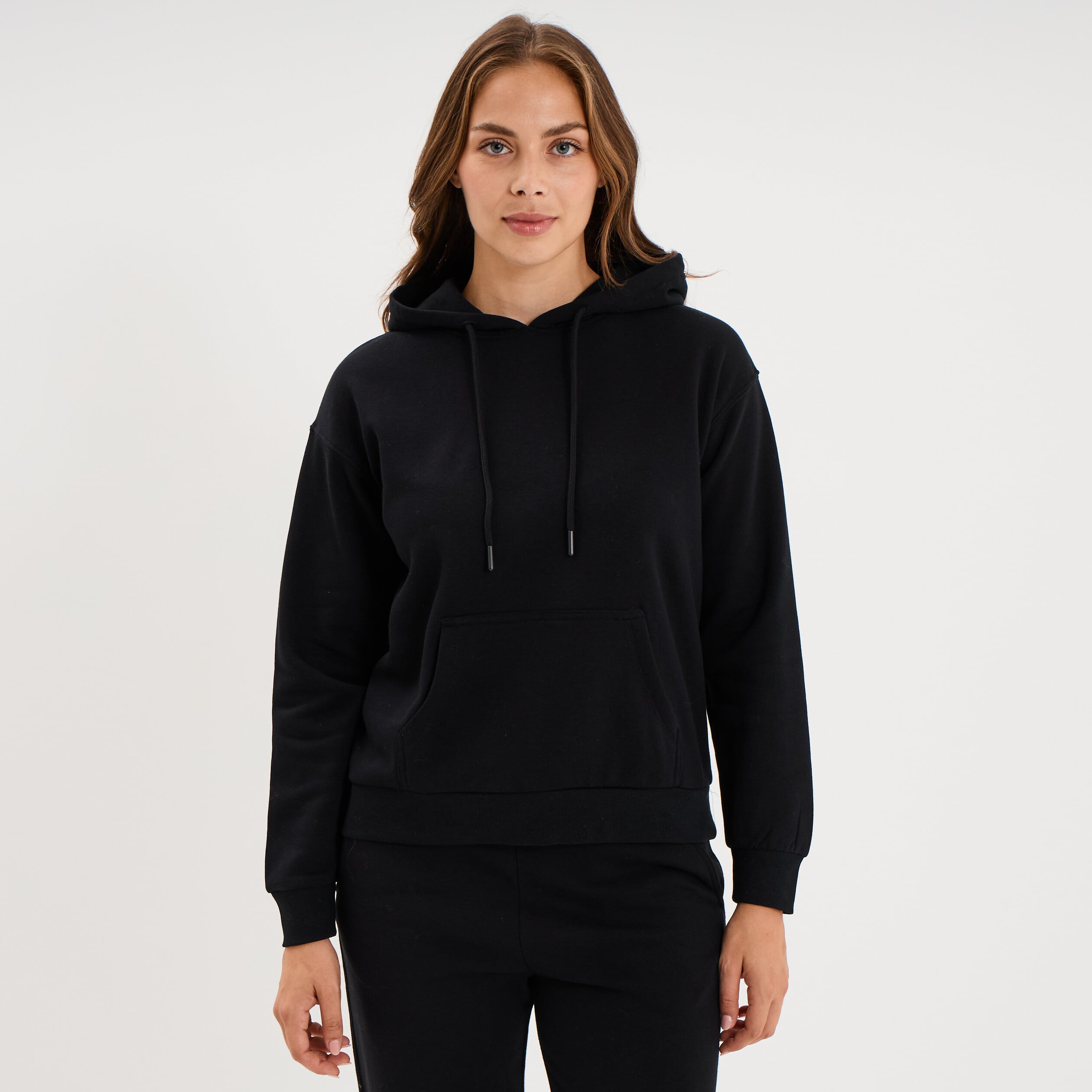 Sweat hoodie 1 poche &agrave; capuche noir femme