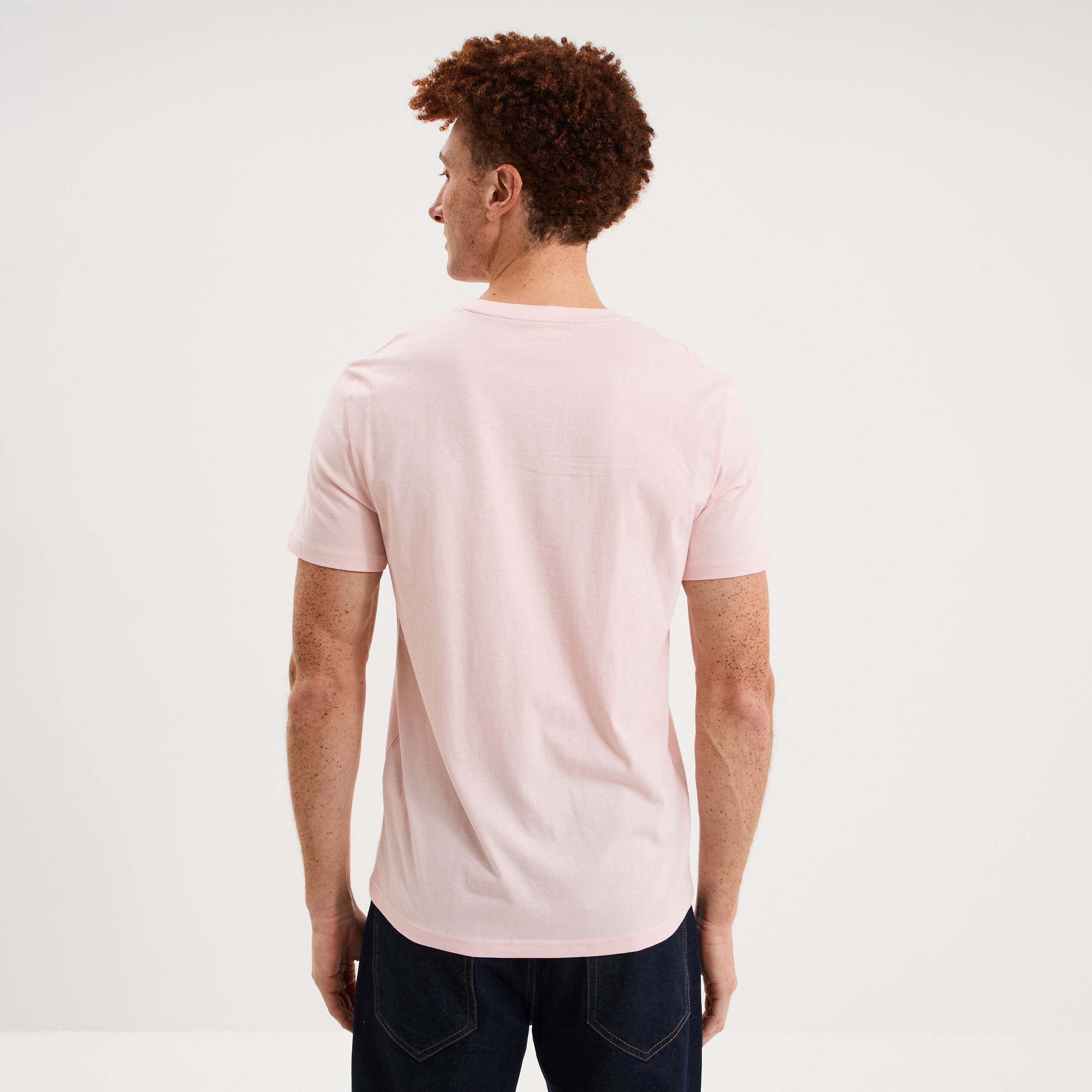 T-shirt manches courtes coton rose pastel homme