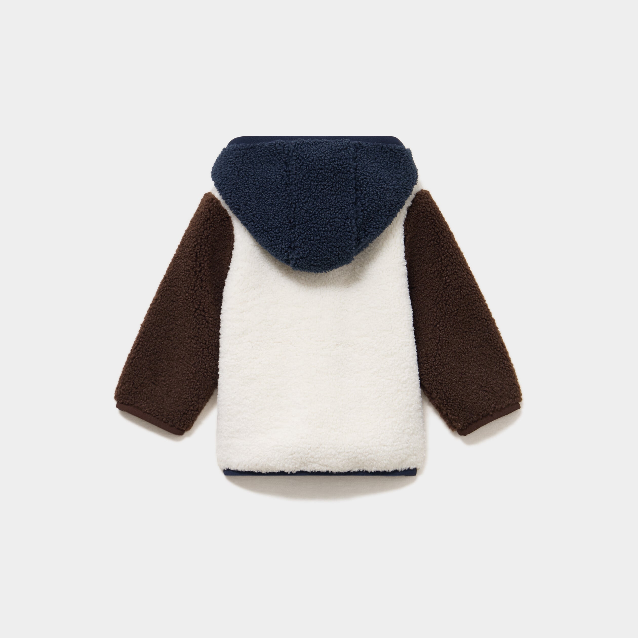 Gilet zipp&eacute; effet polaire &agrave; capuche ecru b&eacute;b&eacute; gar&ccedil;on