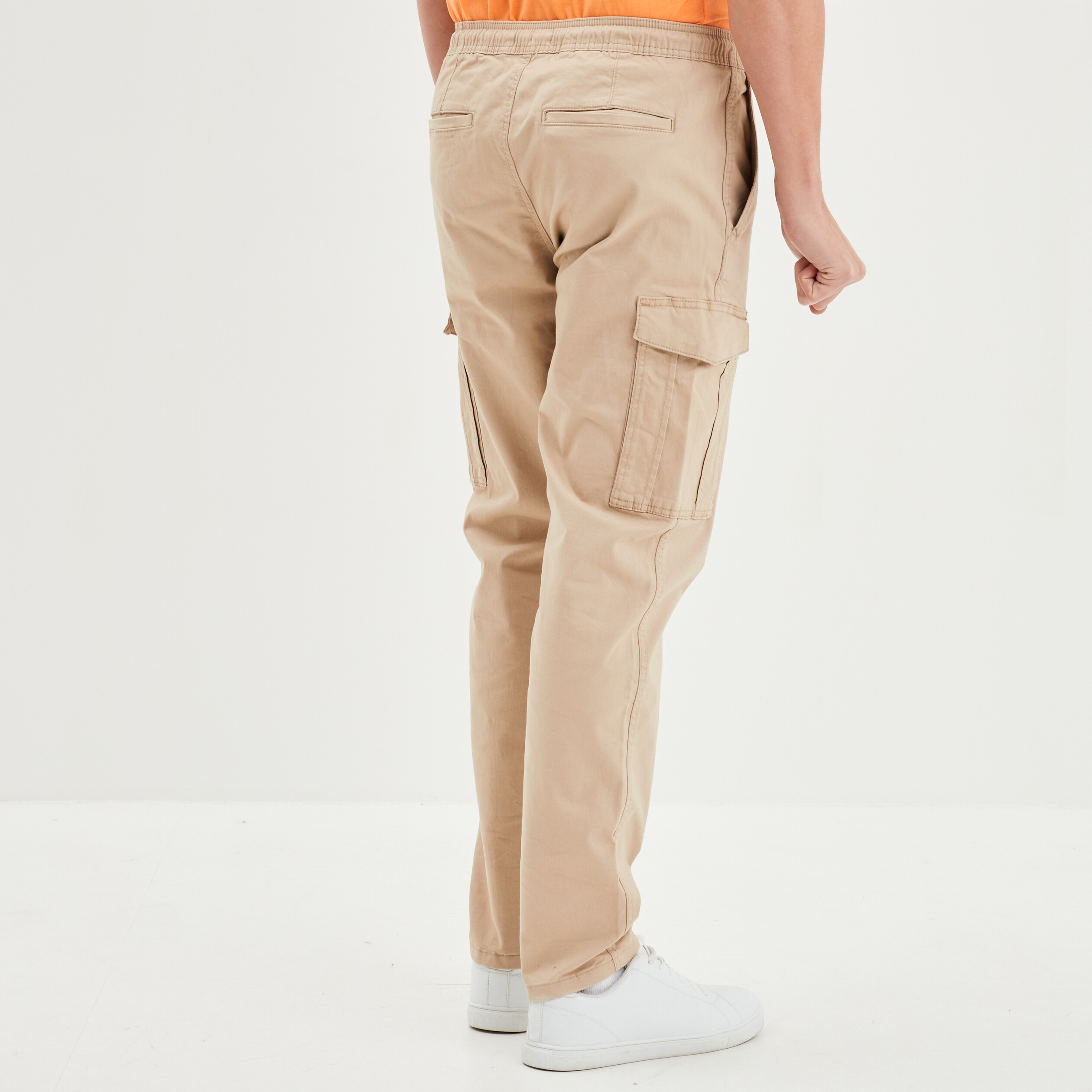 Pantalon cargo en coton beige homme