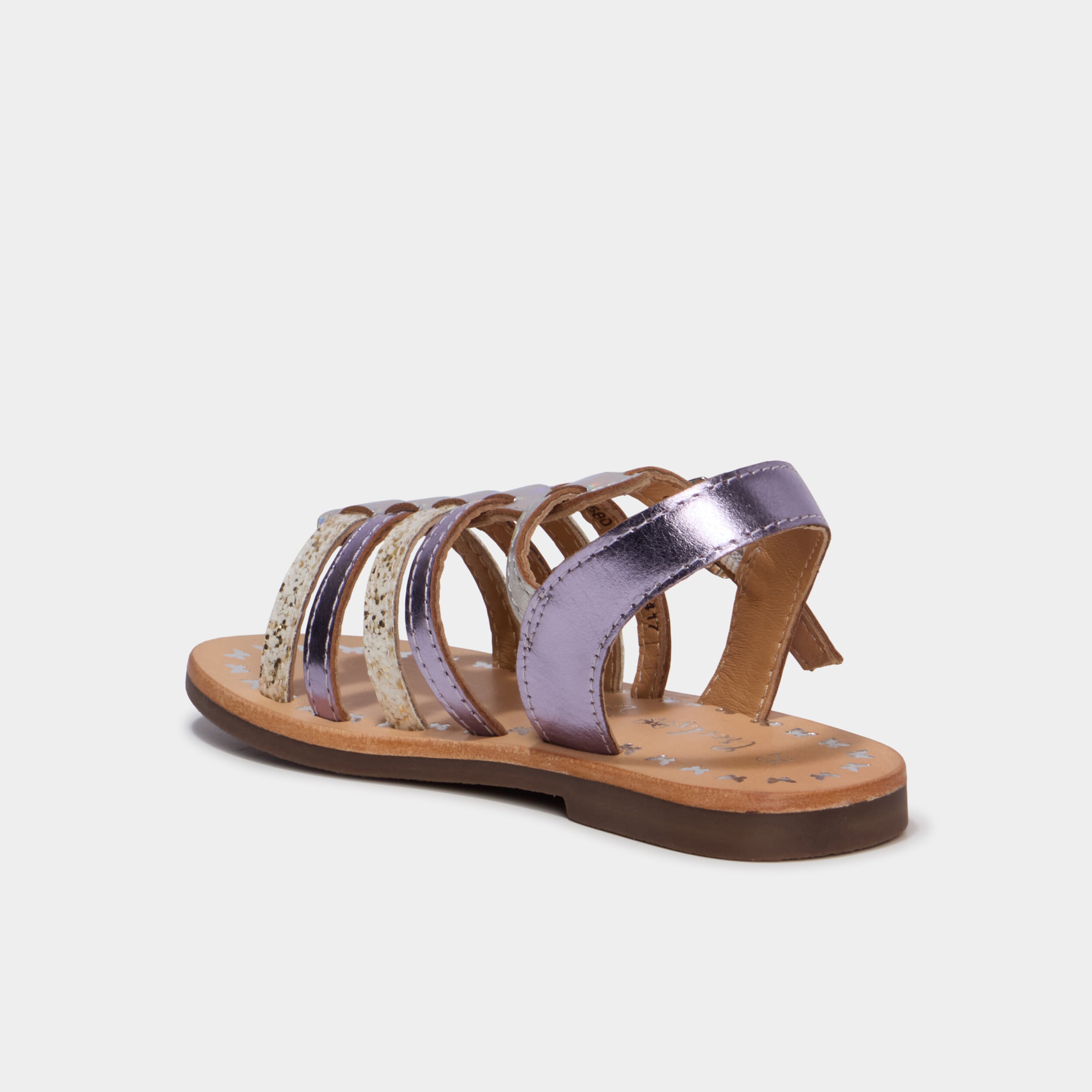 Sandales multibrides bout rond en cuir blanc fille