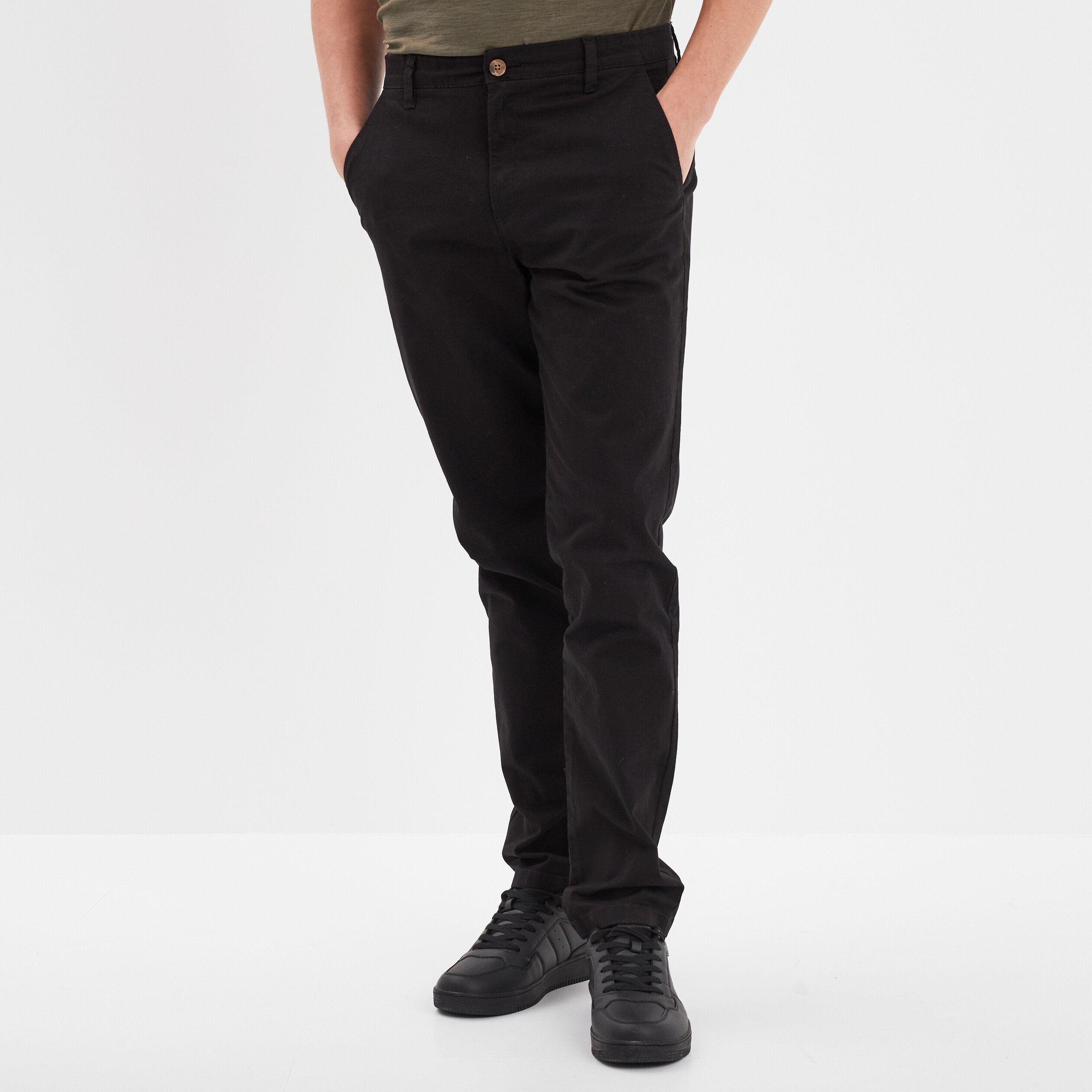 pantalon chino droit stretch noir homme Pantalon chino droit stretch noir homme