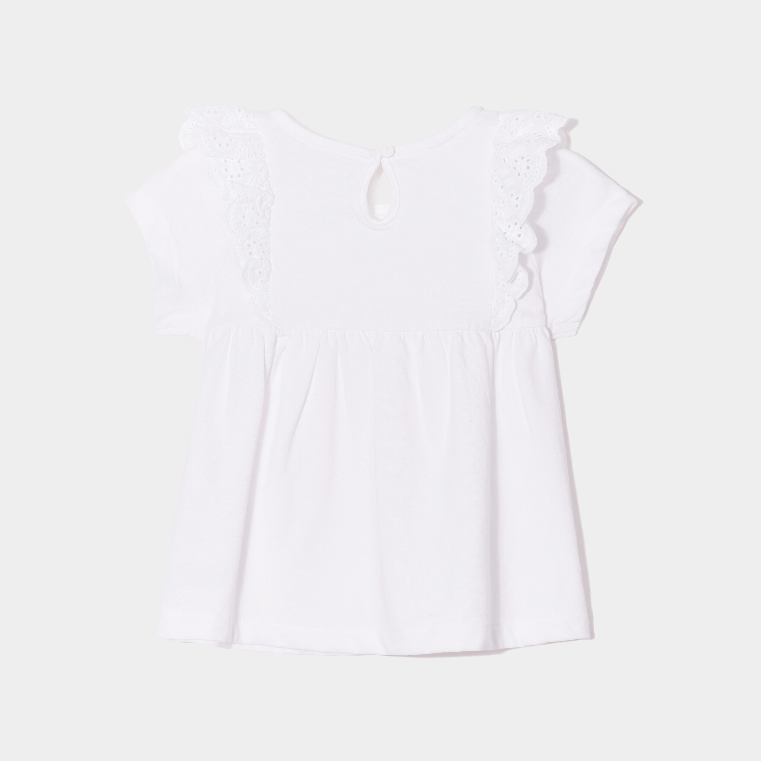 t shirt volants broderie anglaise coton blanc bebef T-shirt volants broderie anglaise coton blanc bébé fille