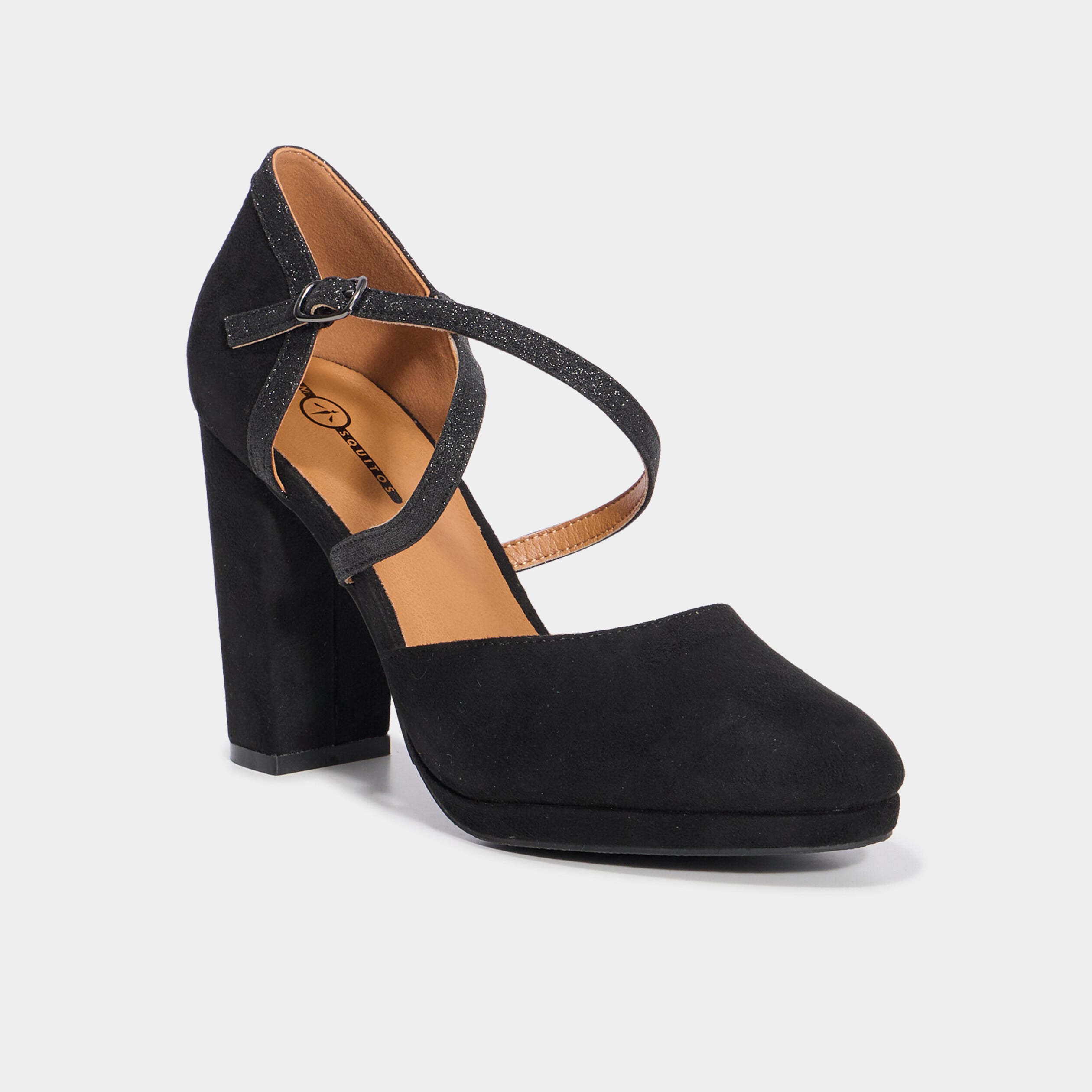 Escarpins &agrave; talons avec bride noir femme