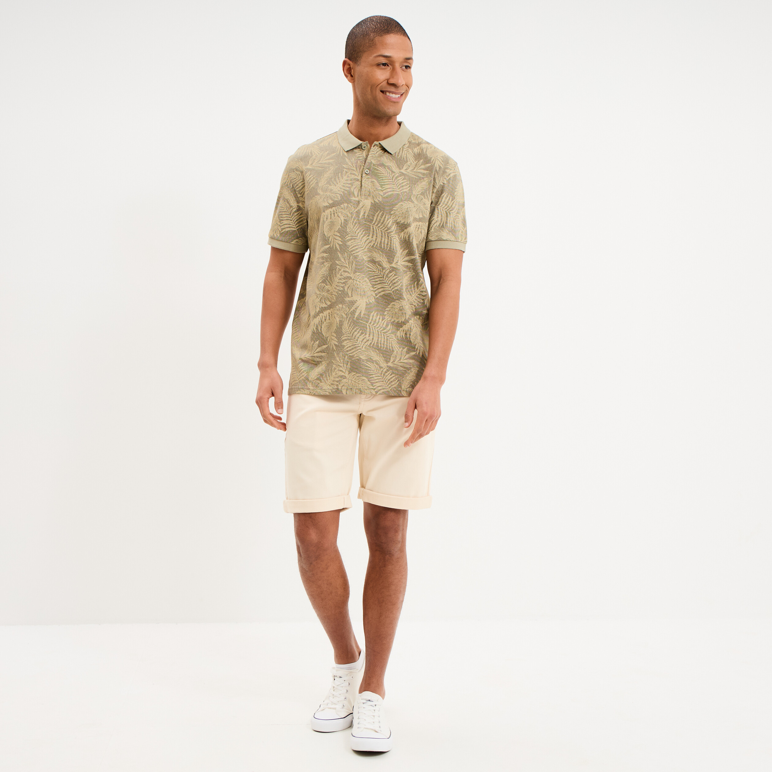 Polo jersey droit manches courtes coton vert homme