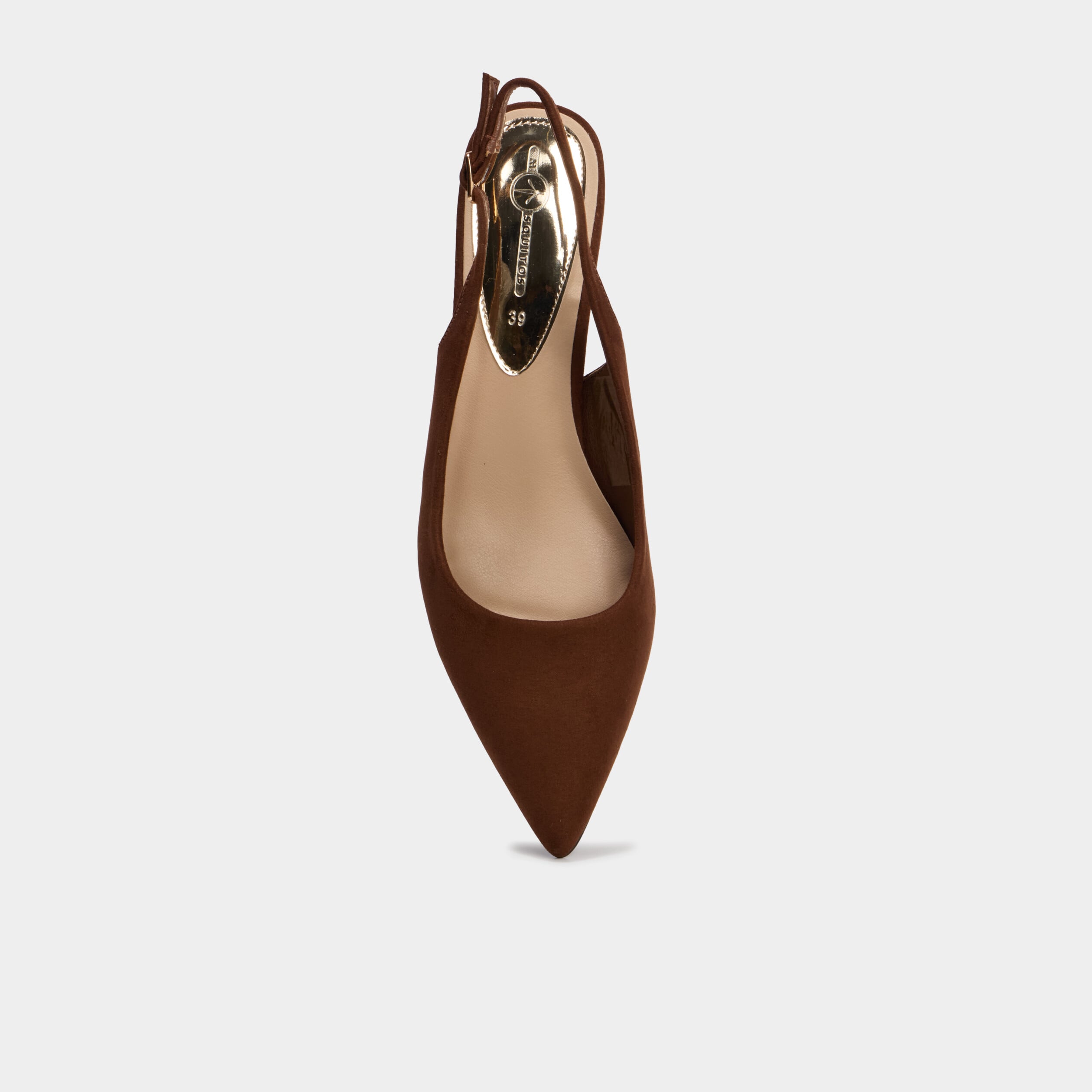 Escarpins slingback &agrave; talons aiguilles marron fonc&eacute; femme