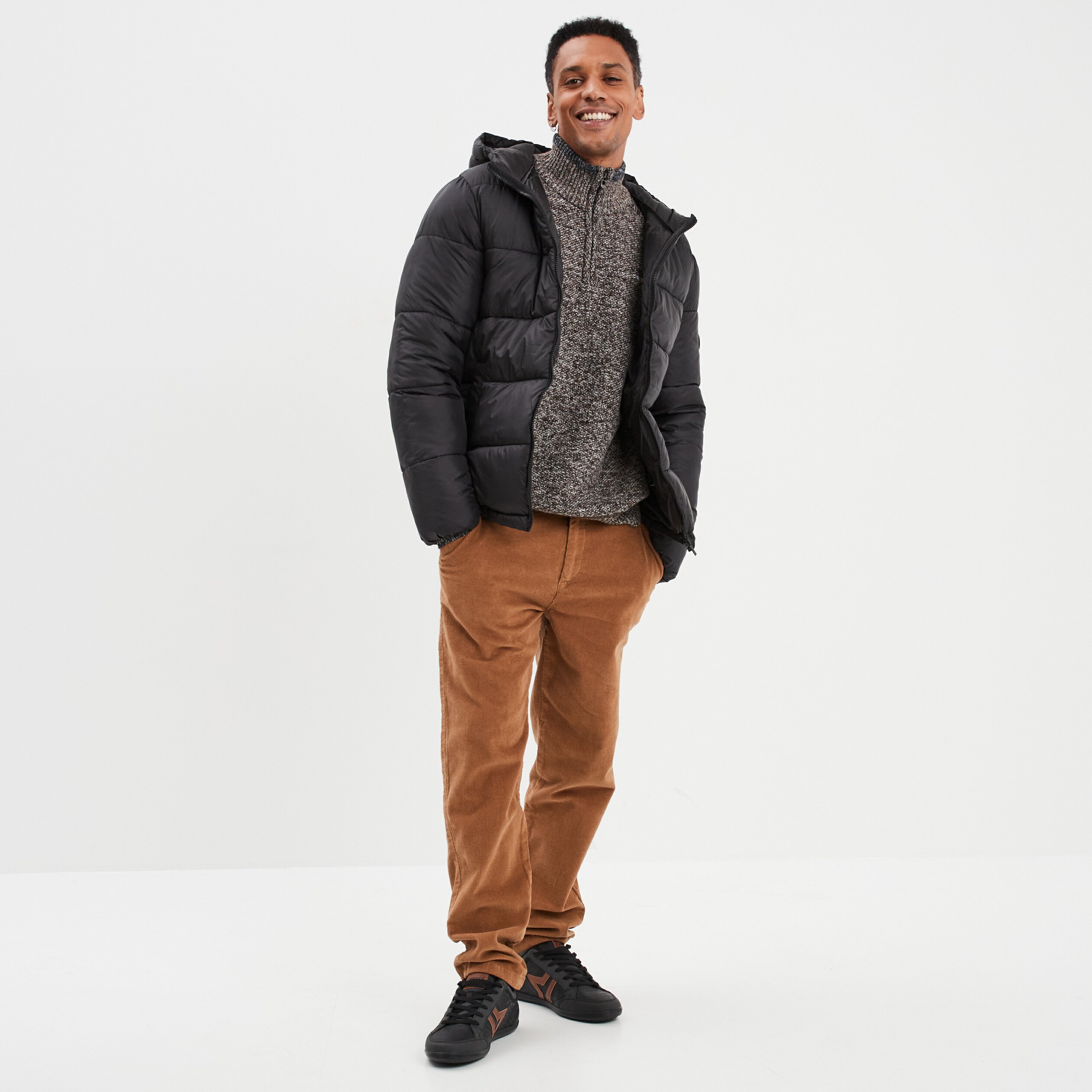 doudoune doublee zippee a capuche noir homme Doudoune doublée zippée à capuche noir homme