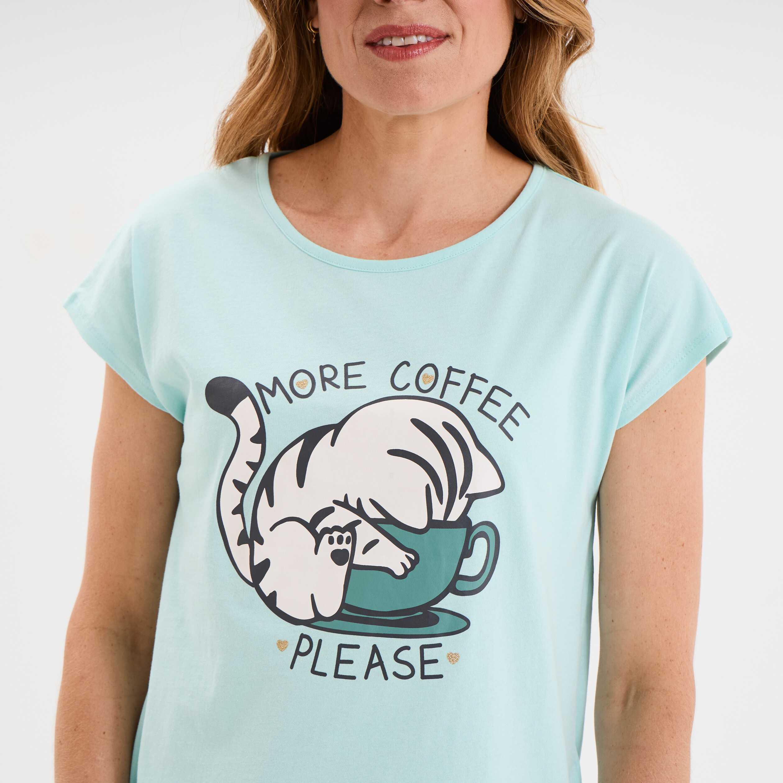 ensemble pyjama corsaire t shirt coton bleu turquoise femme Ensemble pyjama corsaire t-shirt coton bleu turquoise femme