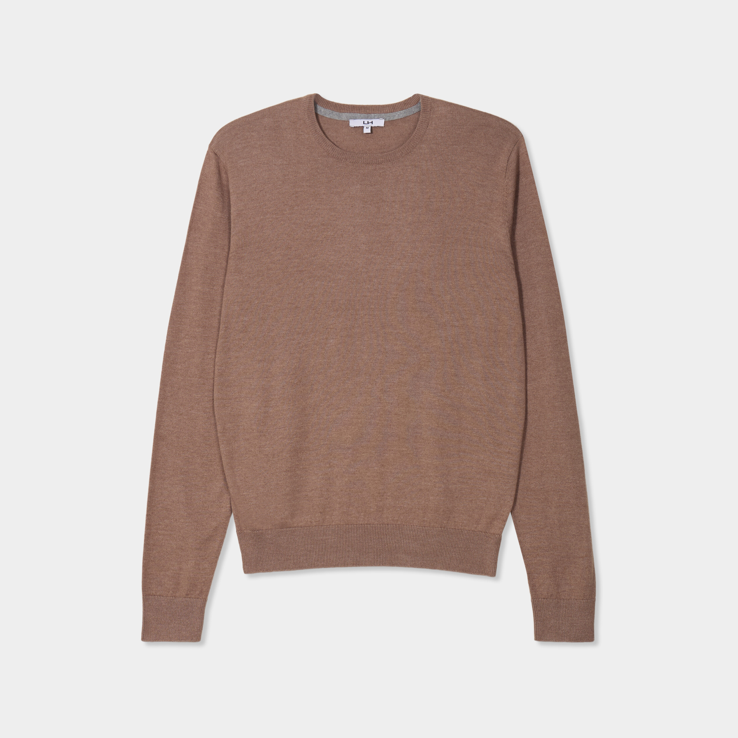 pull droit col rond coton melange gris homme Pull droit col rond coton mélangé gris homme