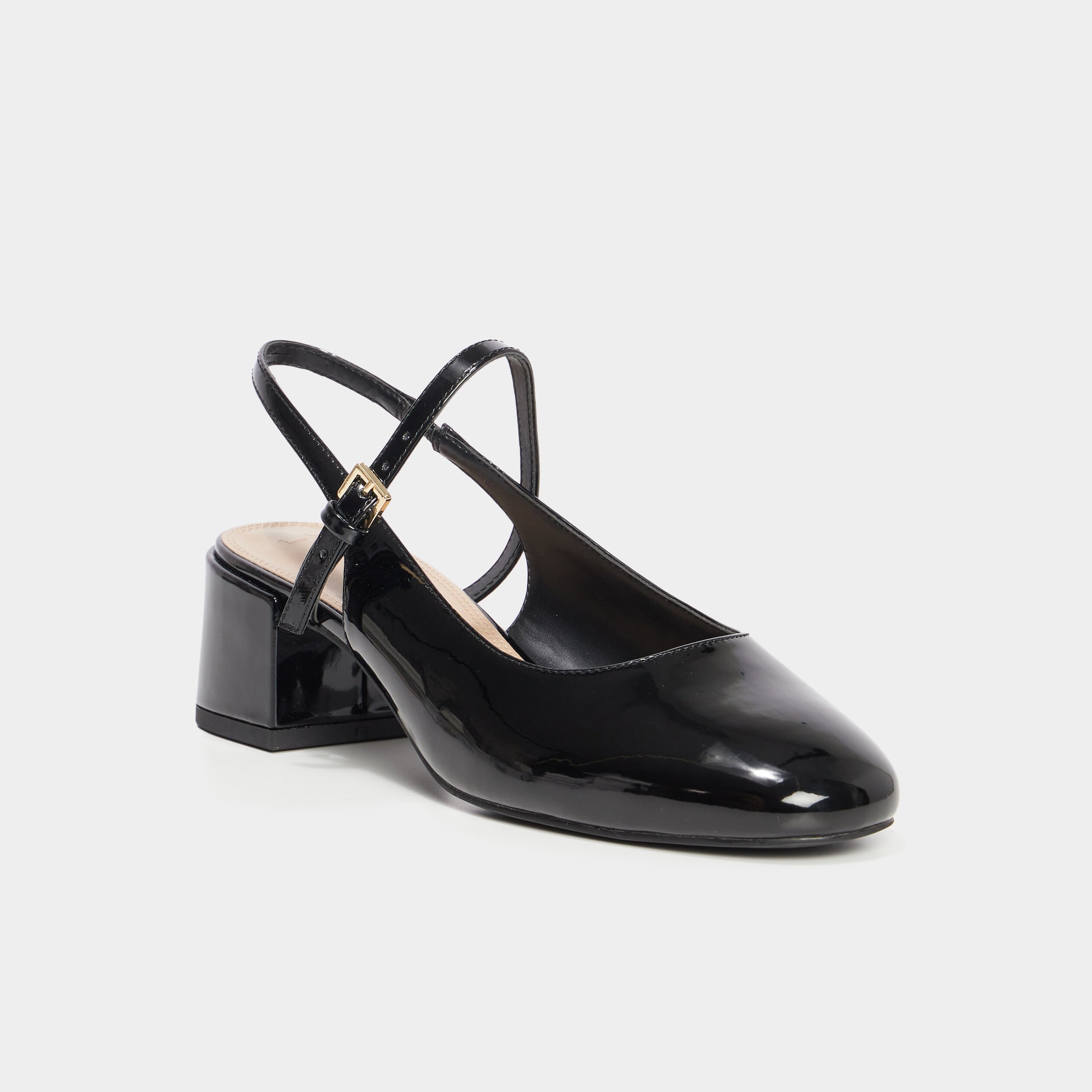 Ballerines &agrave; talons vernies noir femme