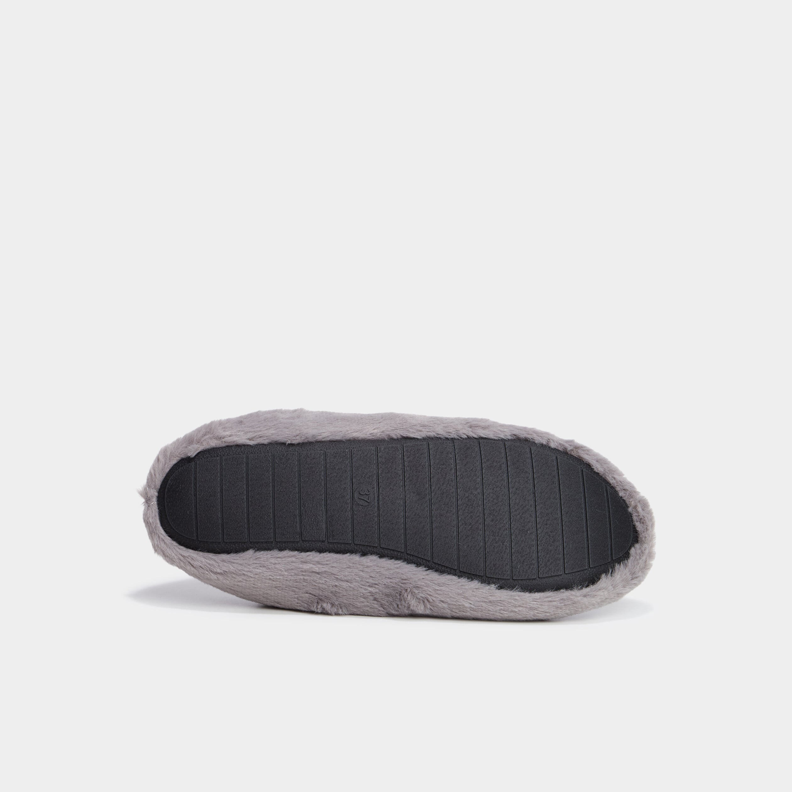 Chaussons ballerines effet polaire gris femme