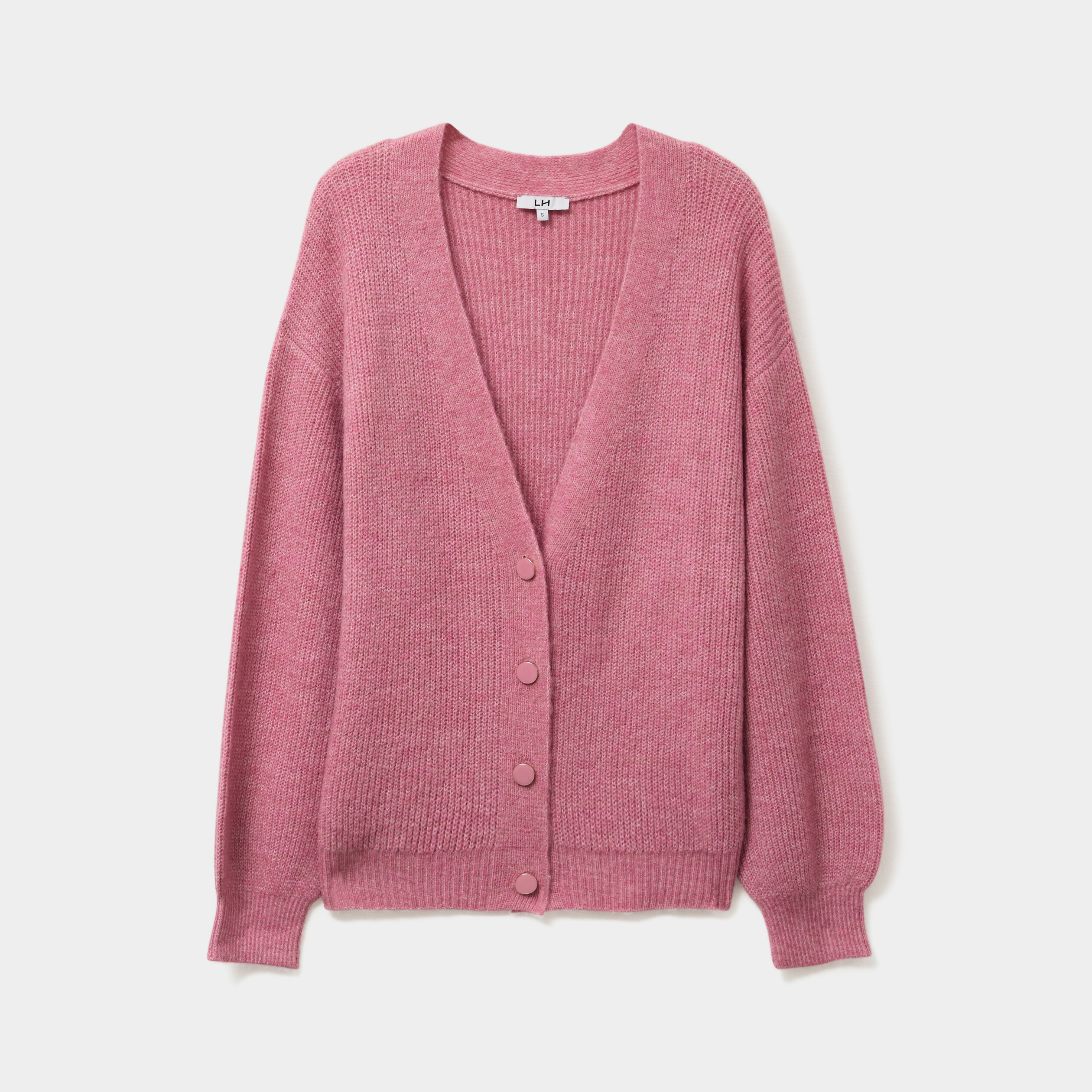 Gilet boutonn&eacute; col en V vieux rose femme