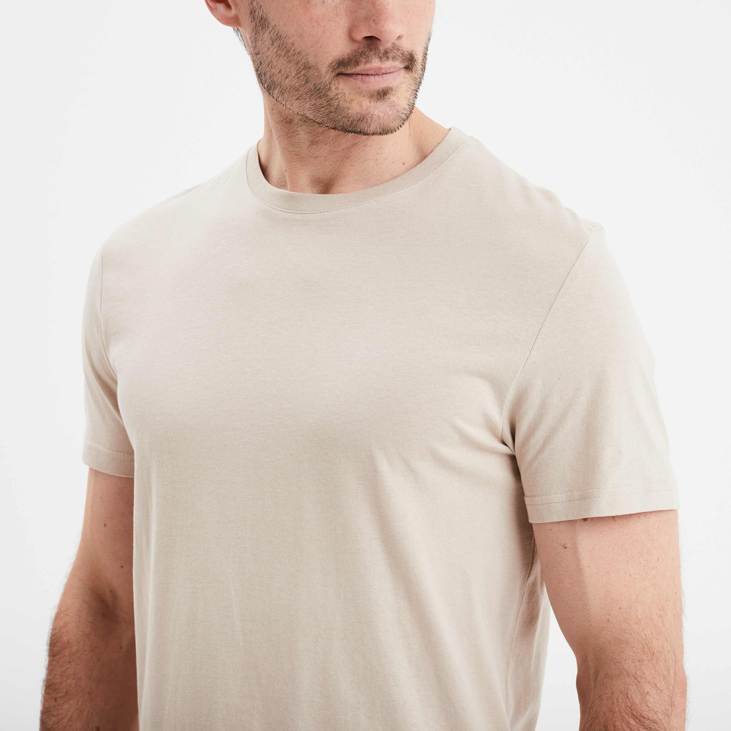 T-shirt droit en coton manches courtes gris clair homme