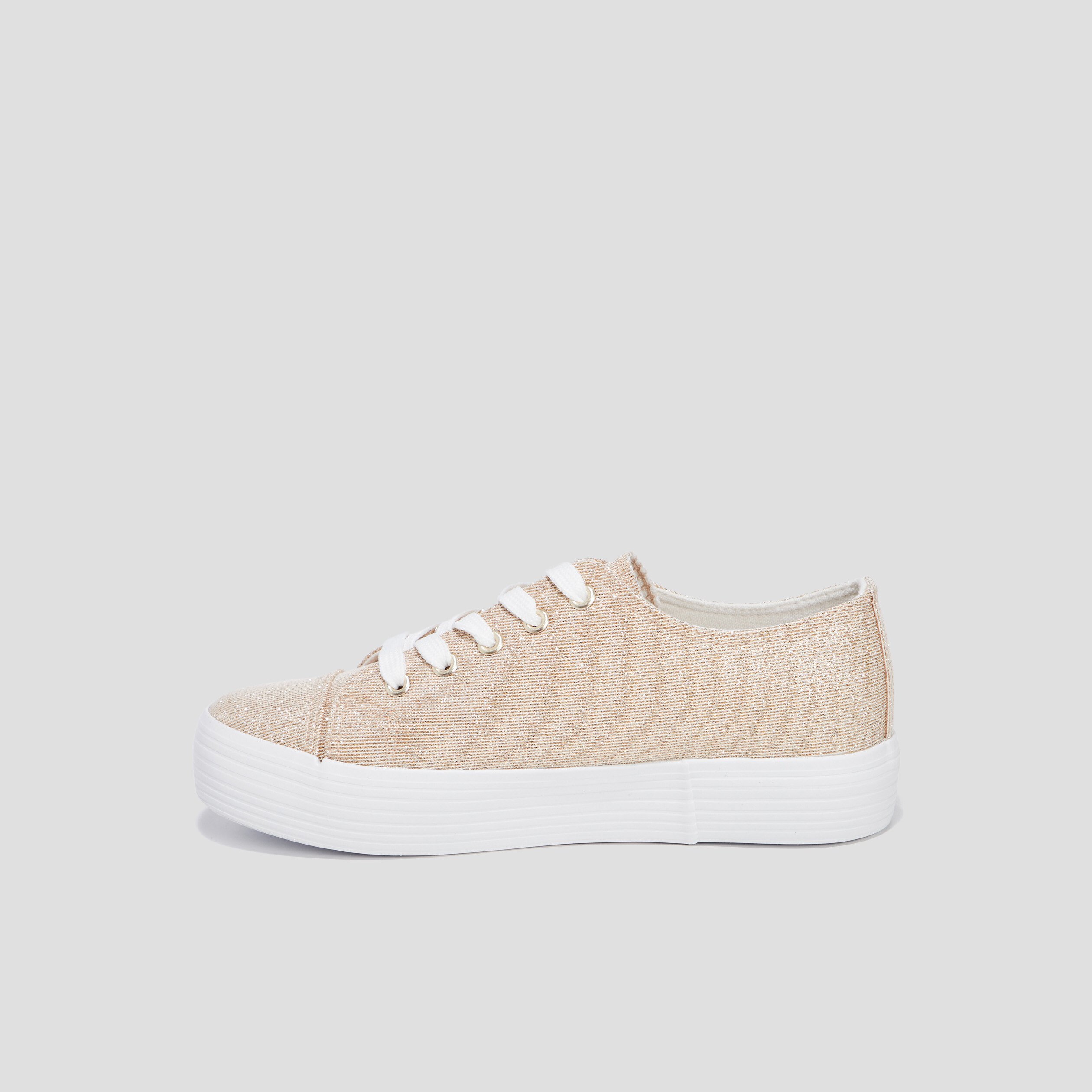tennis en toile basses a lacets jaune or femme Tennis en toile basses à lacets jaune or femme