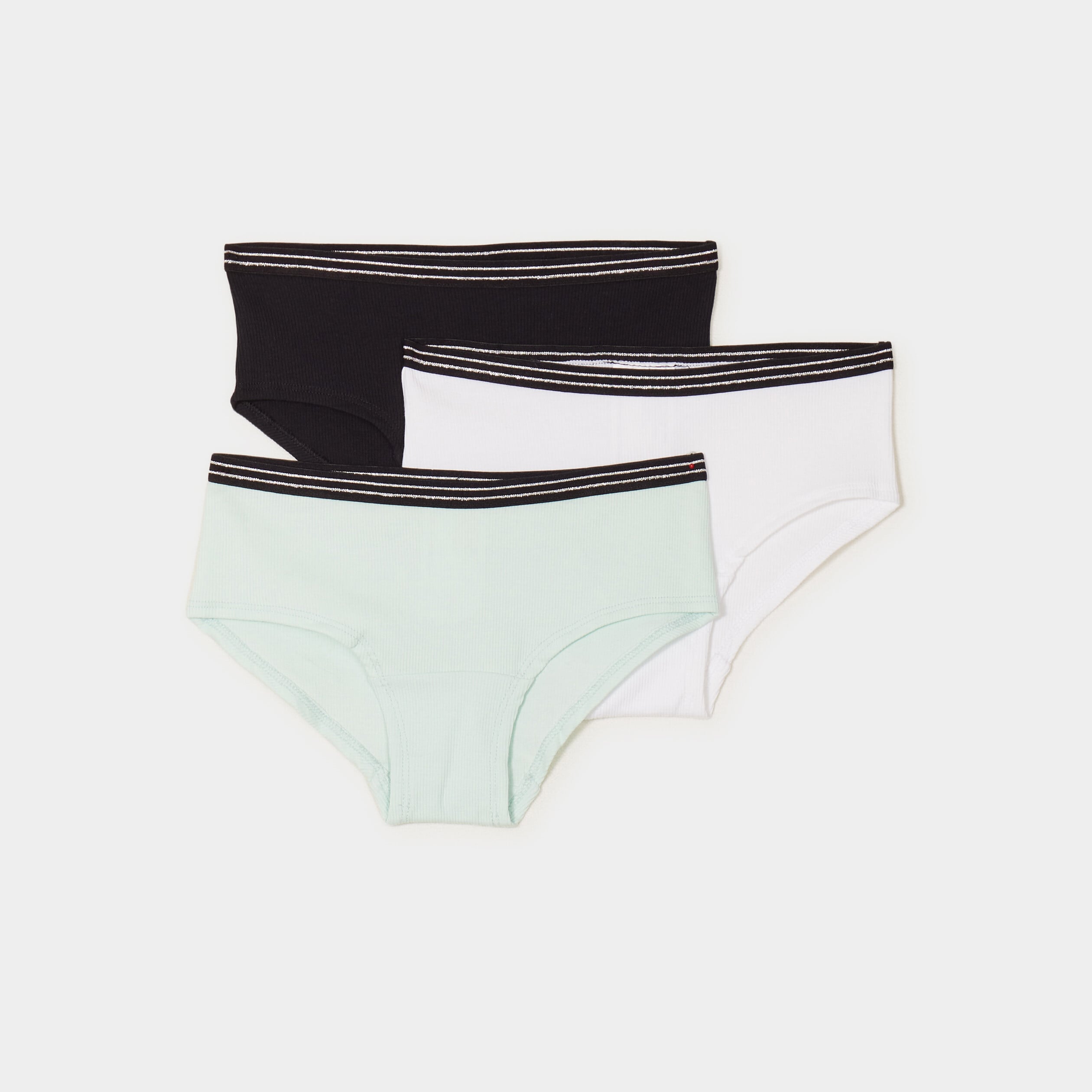 Lot 3 shortys c&ocirc;tel&eacute;s coton noir fille