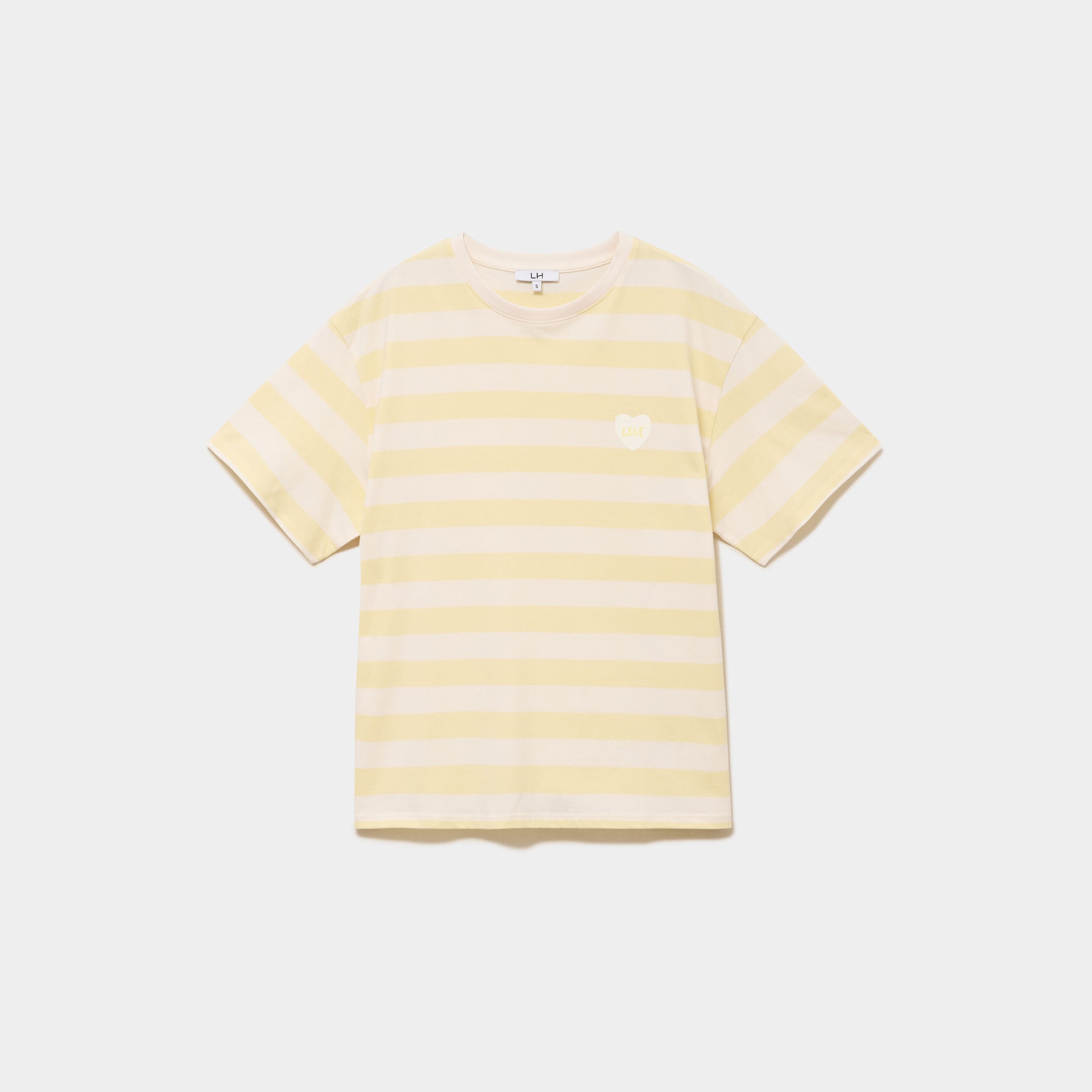 T-shirt droit &agrave; manches courtes coton jaune citron femme