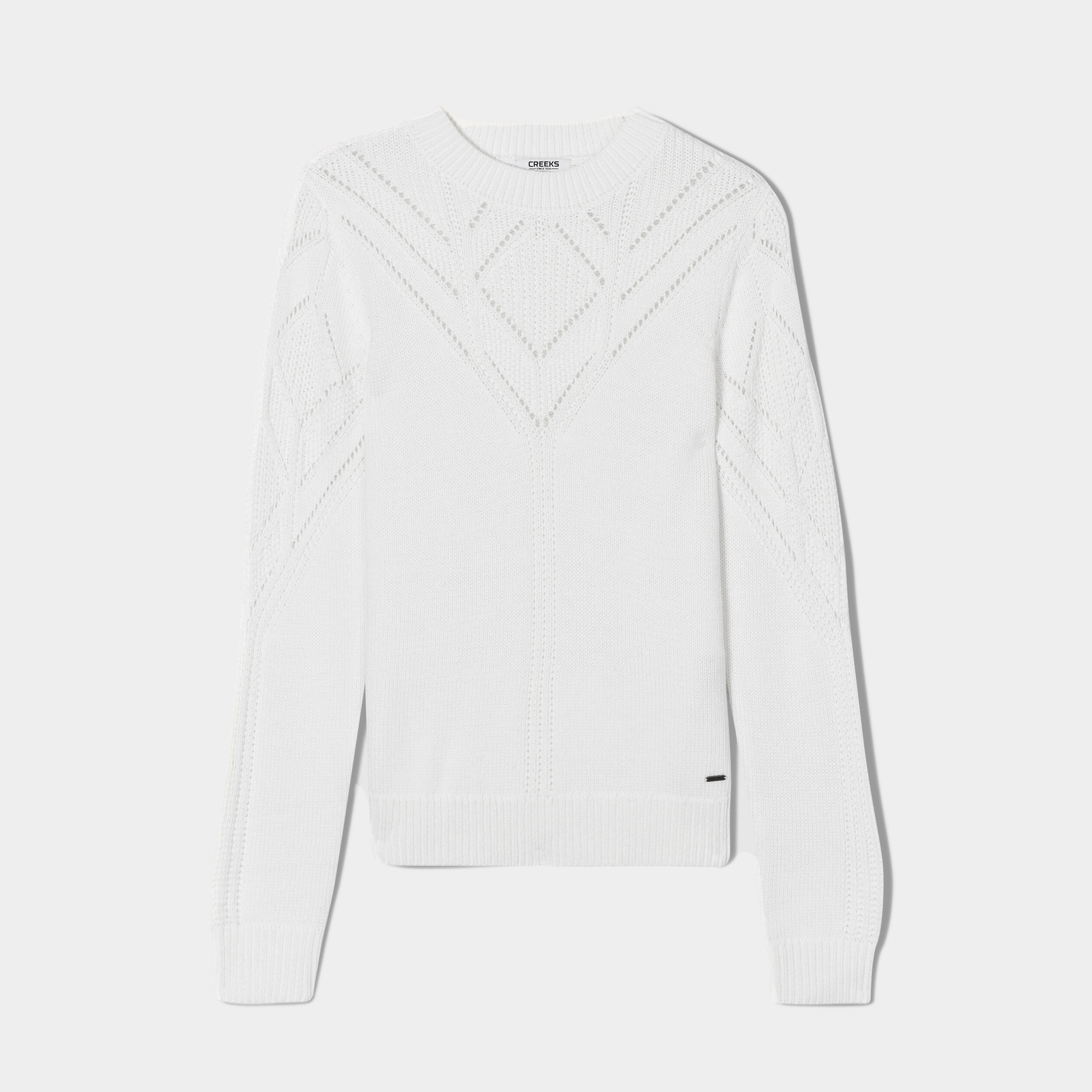 pull ajoure col montant creeks blanc femme Pull ajouré col montant Creeks blanc femme