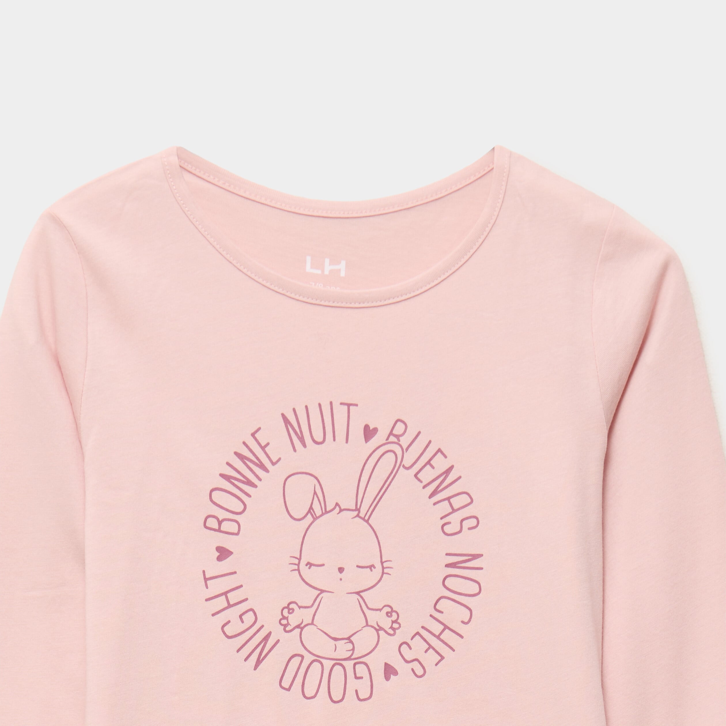 Ensemble pyjama t-shirt pantalon coton rose clair fille