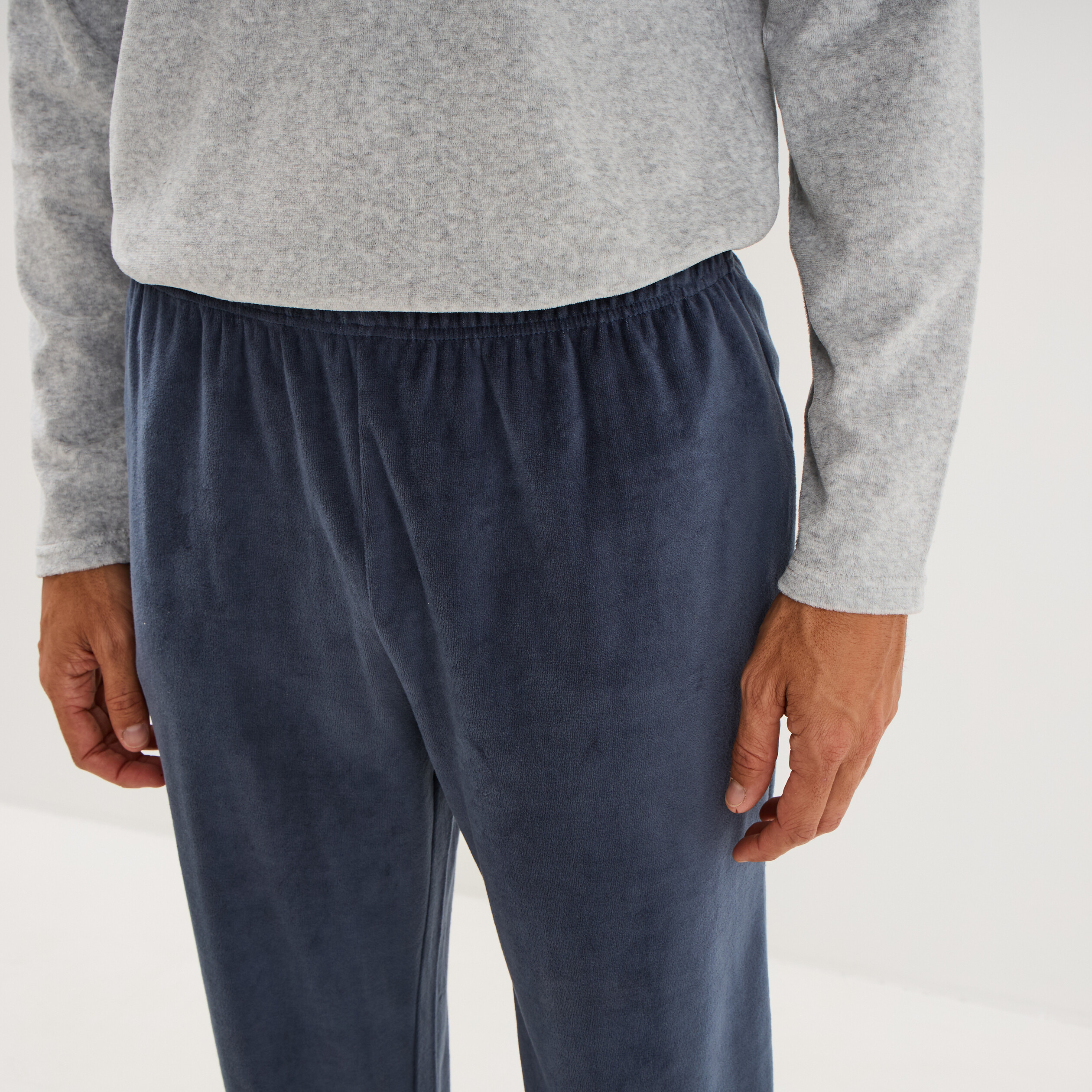 Ensemble pyjama pantalon effet velours gris homme