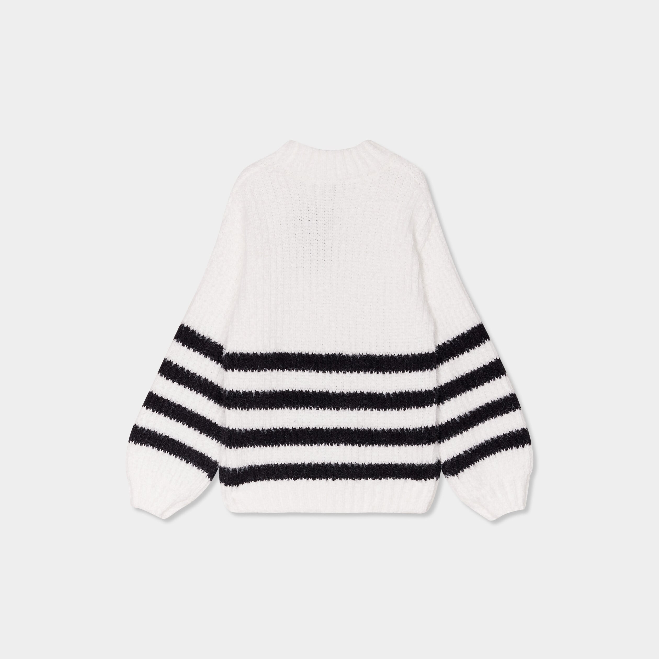 Pull col rond manches ballons ivoire fille