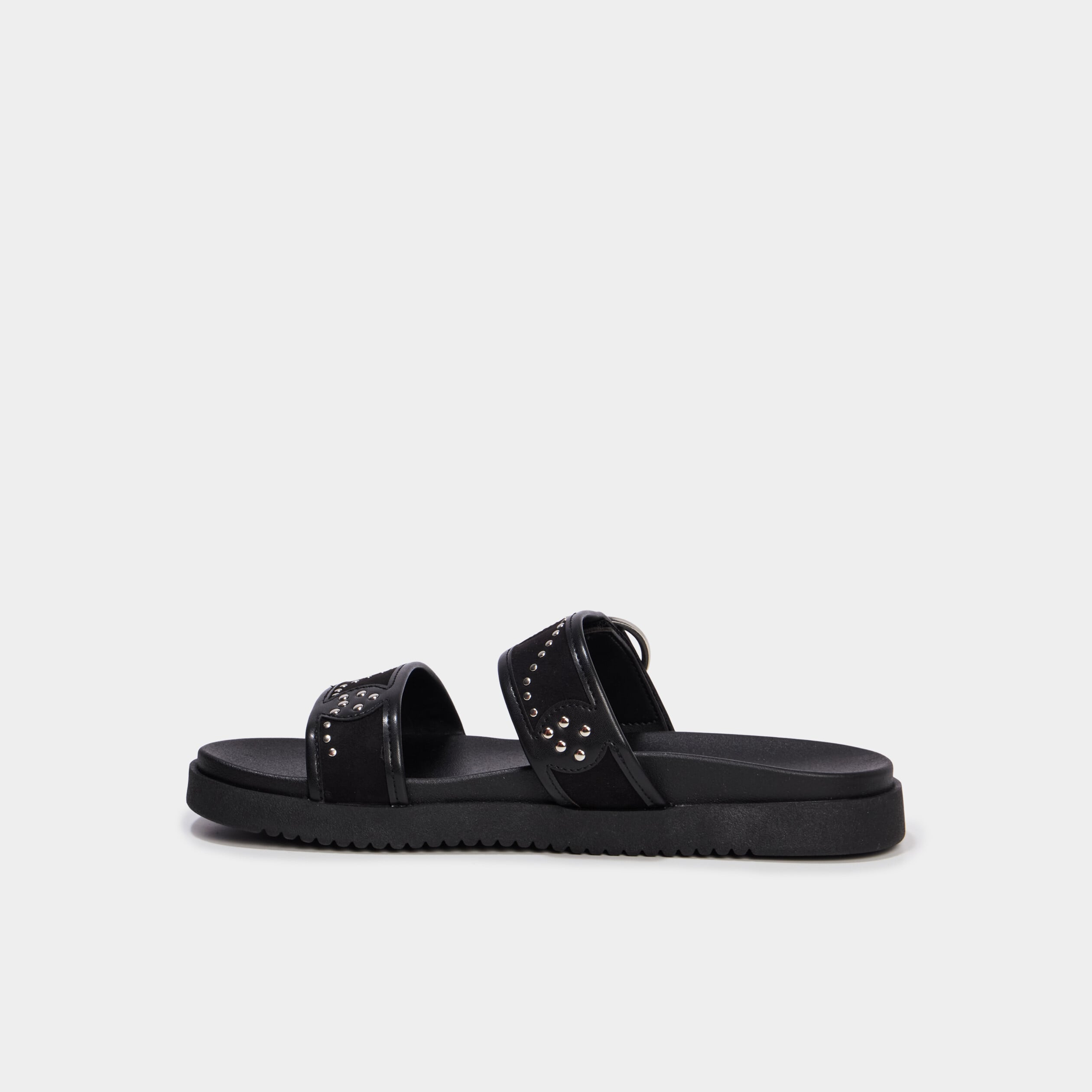 Mules avec brides &agrave; clous noir femme