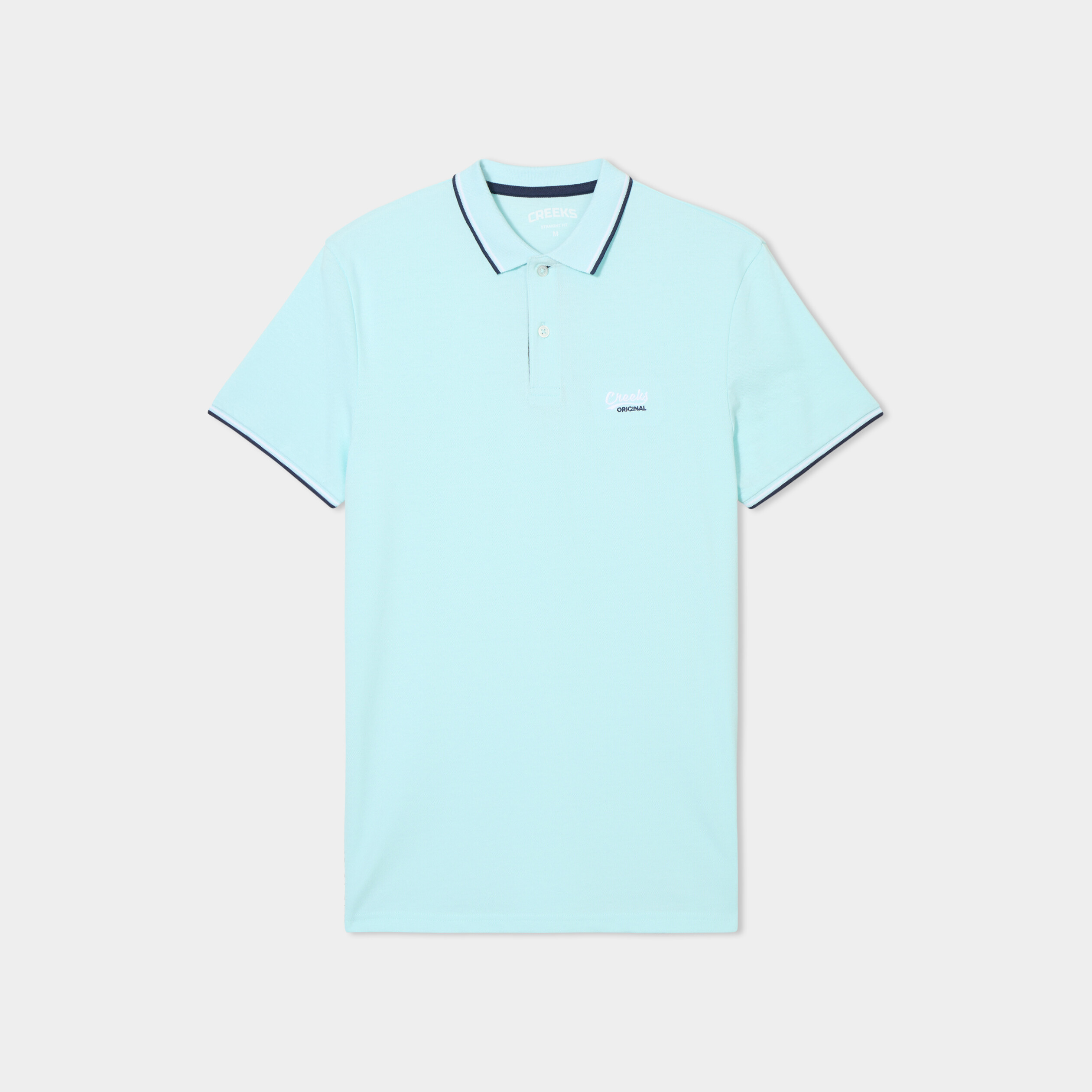 Polo avec broderie poitrine coton Creeks bleu turquoise homme