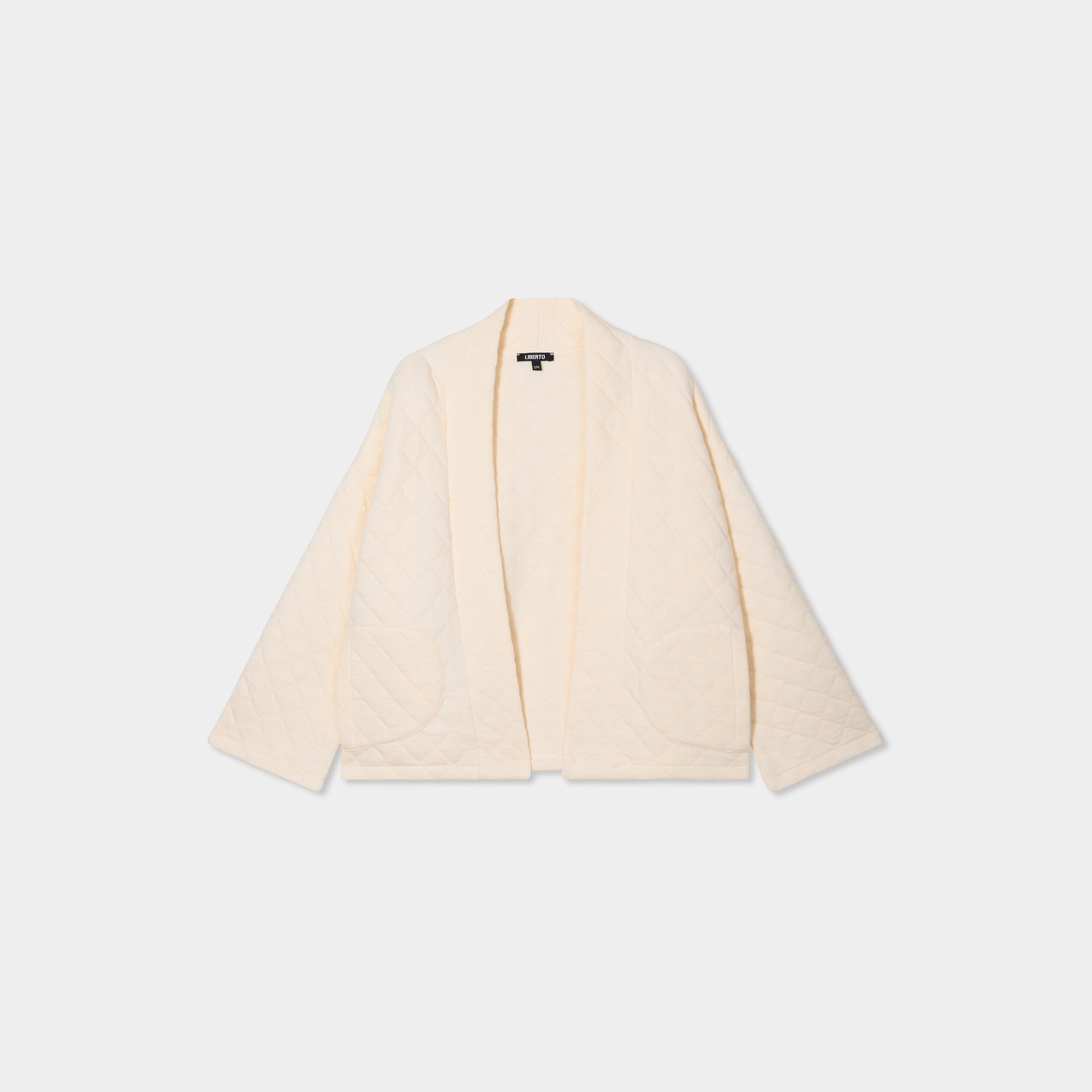 veste esprit kimono matelassee en jersey blanc femme Veste esprit kimono matelassée en jersey blanc femme