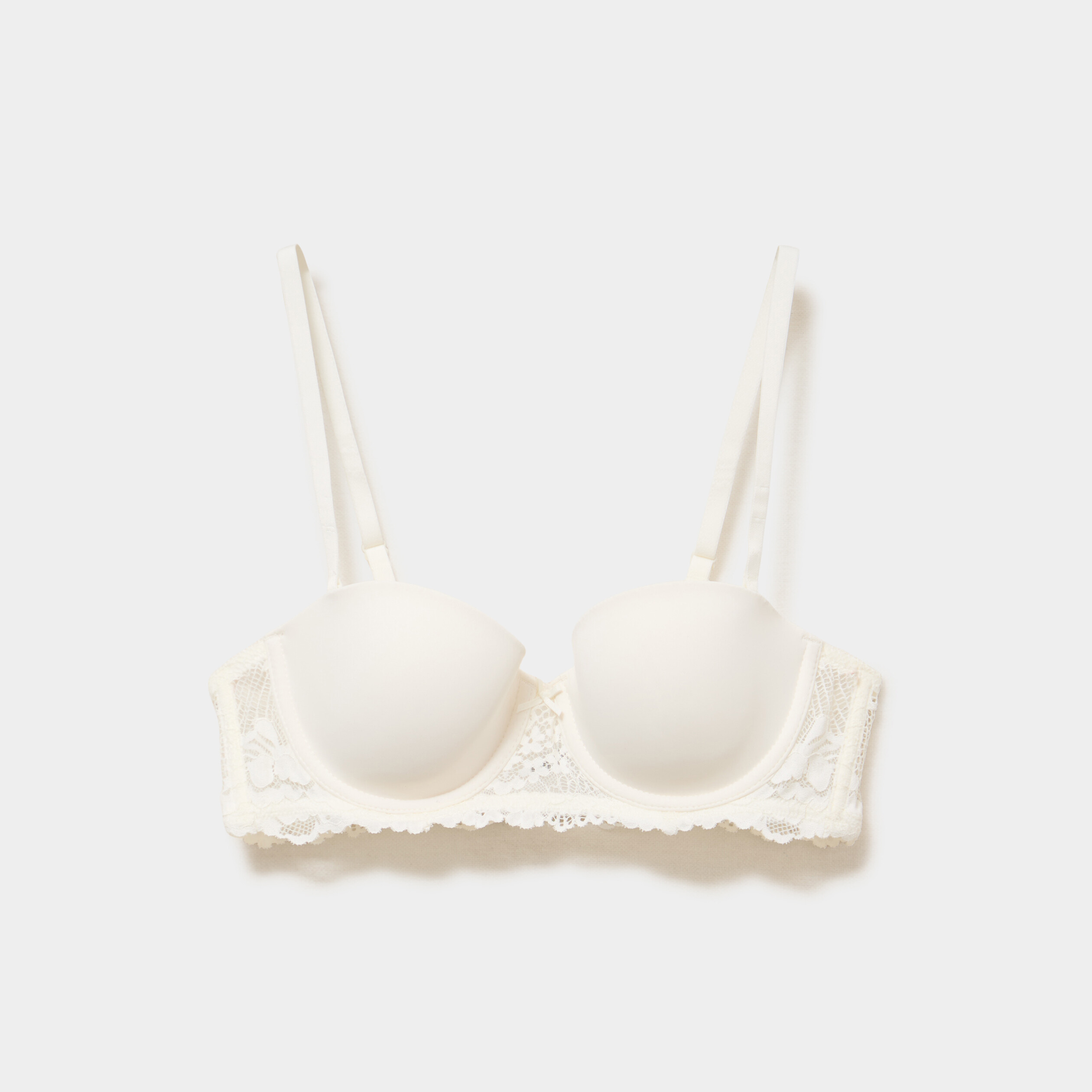 Soutien-gorge balconnet micro dentelle blanc femme