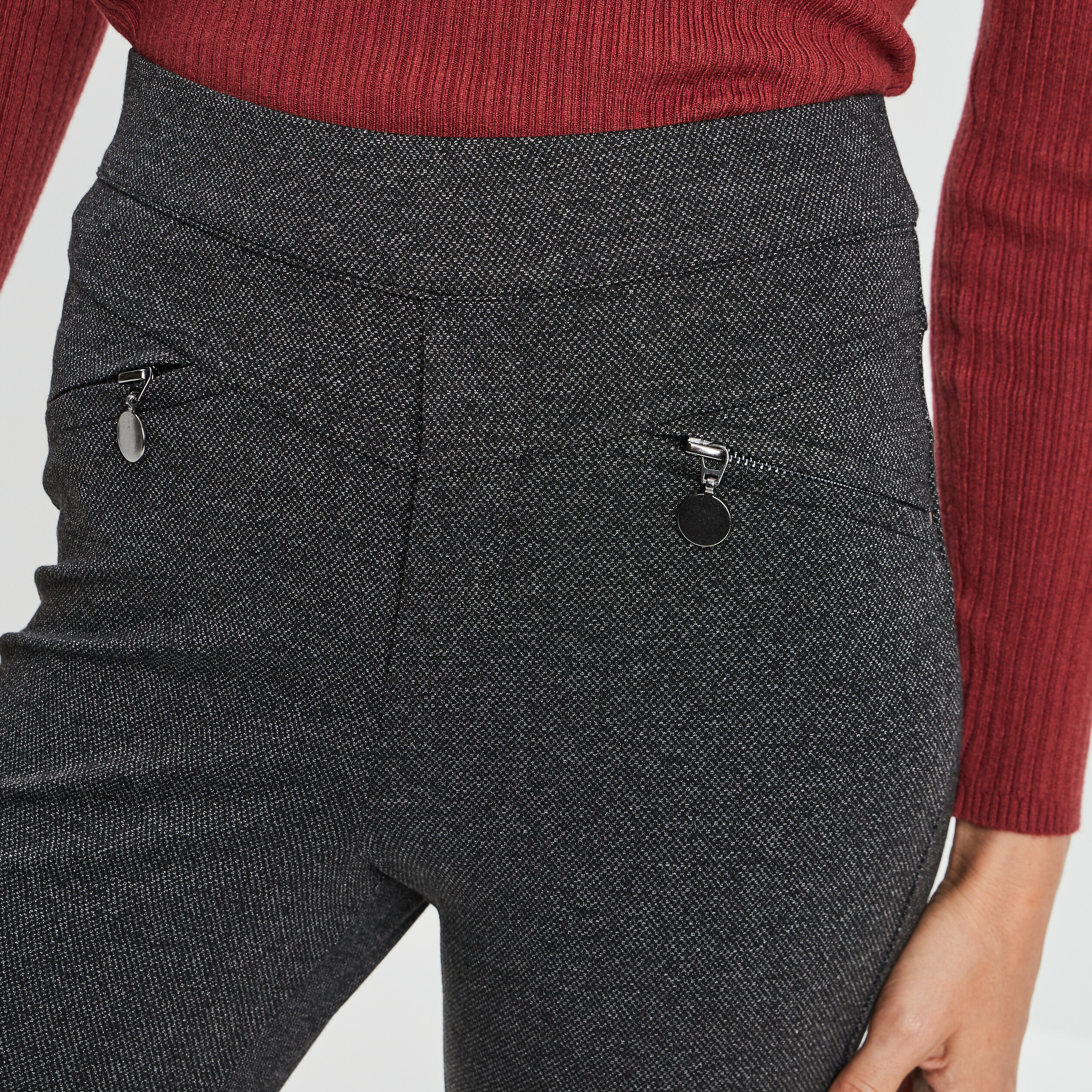 pantalon slim ajuste 78eme gris fonce femme Pantalon slim ajusté 7/8ème gris fonce femme