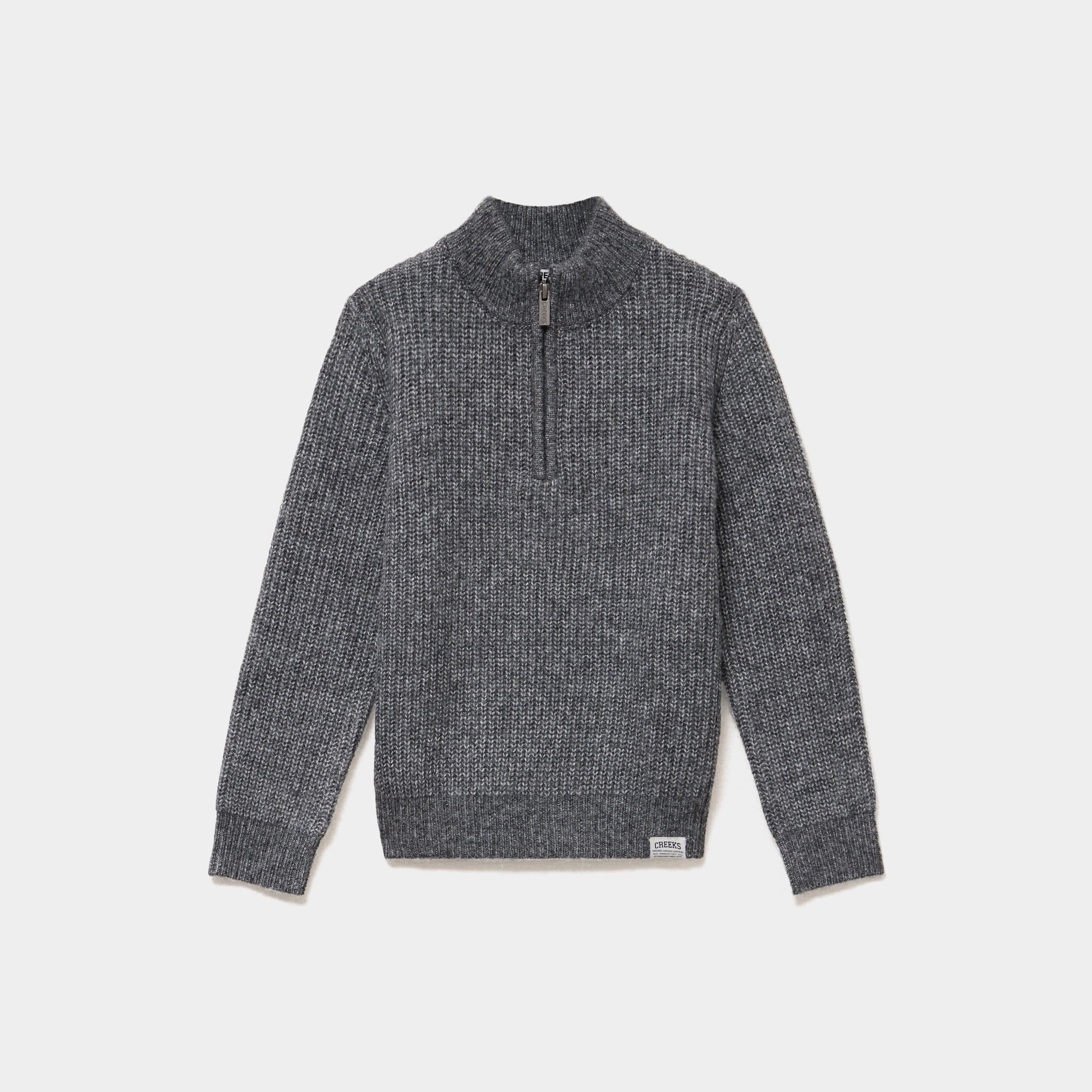 Pull droit col camionneur gris gar&ccedil;on