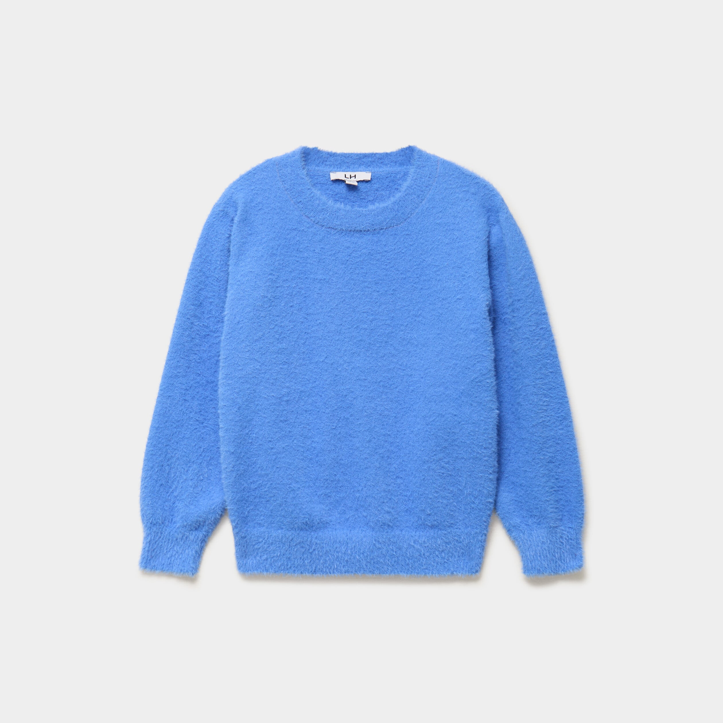 Pull mailles duveteuses manches longues bleu electrique fille