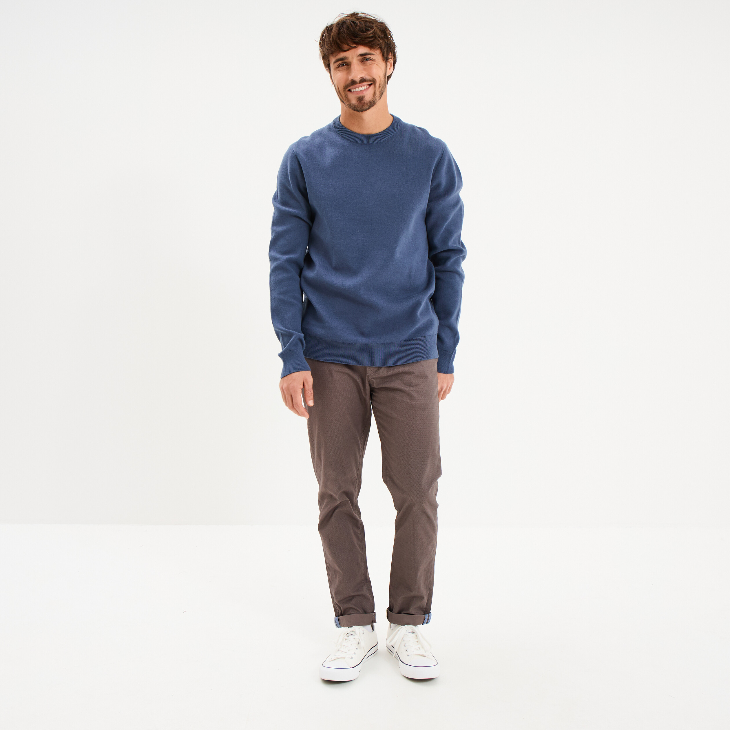 Pantalon chino slim stretch taupe homme