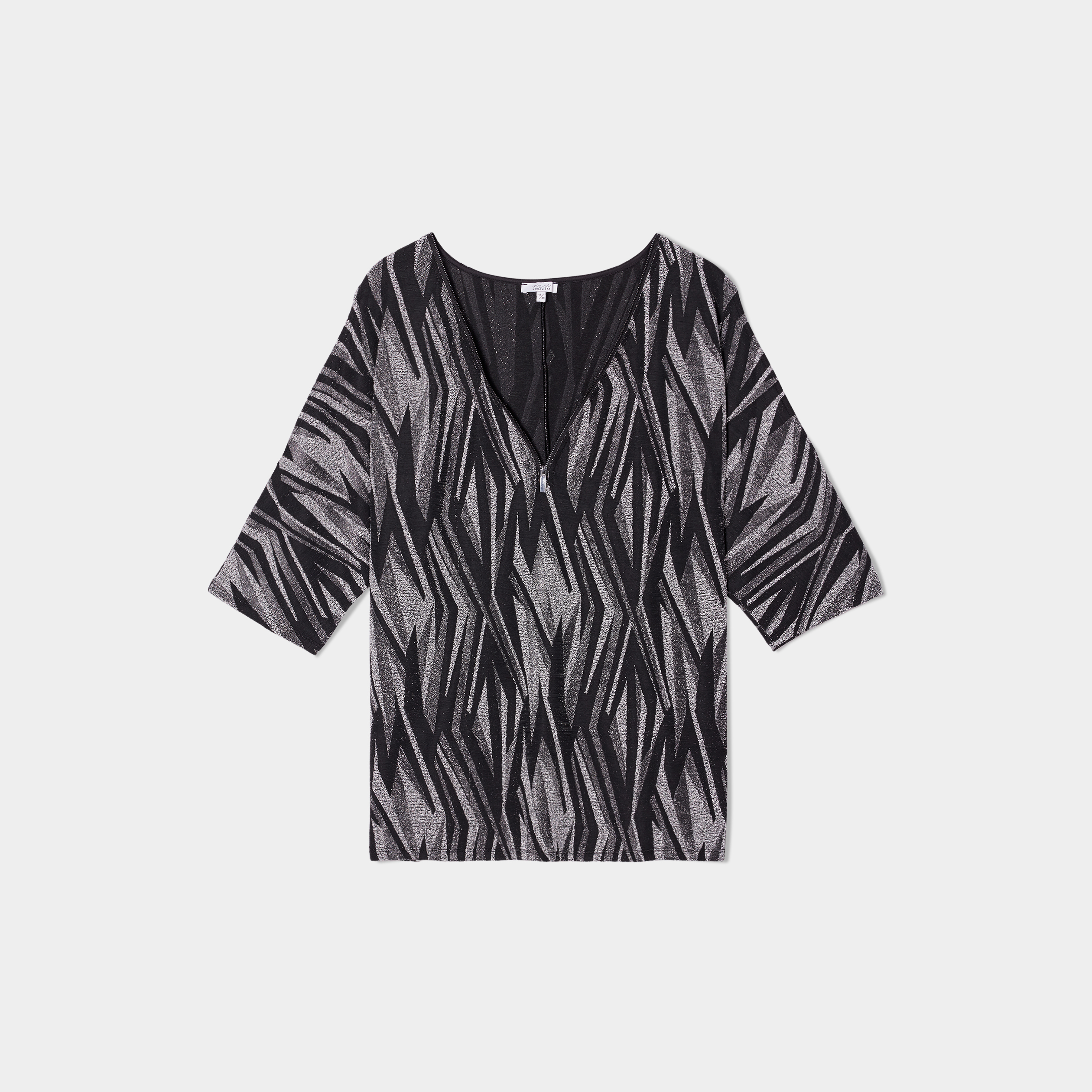 T-shirt col V avec ouvertures épaules noir femme grande taille