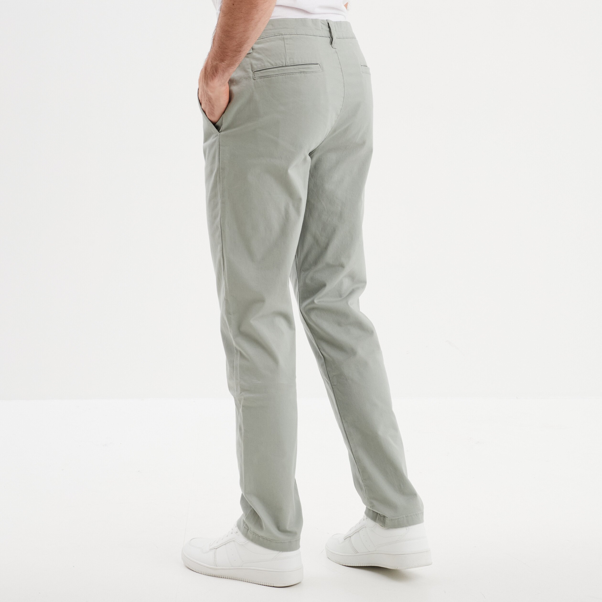 pantalon chino droit stretch vert olive homme Pantalon chino droit stretch vert olive homme